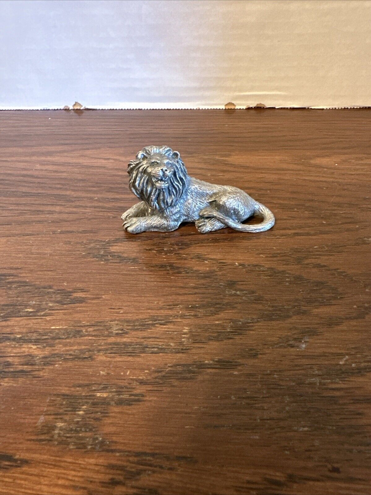 Vintage Pewter Lion Figurine Collectible 