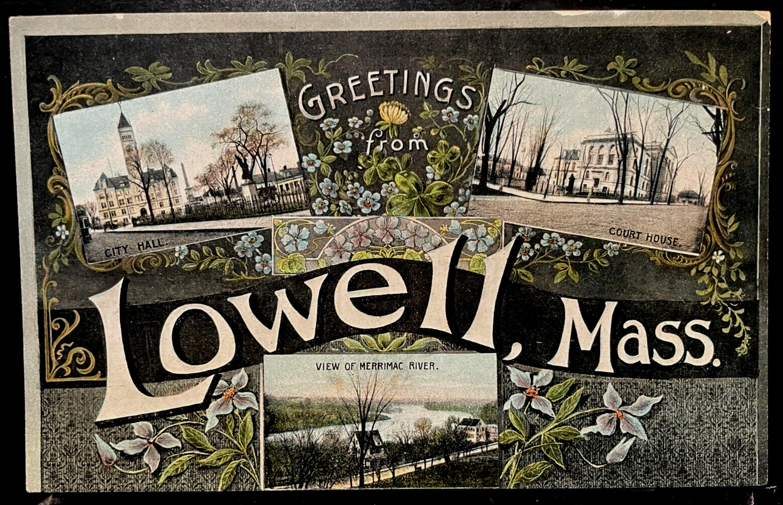 Vintage Postcard 1907-1915 Greetings from Lowell Massachusetts