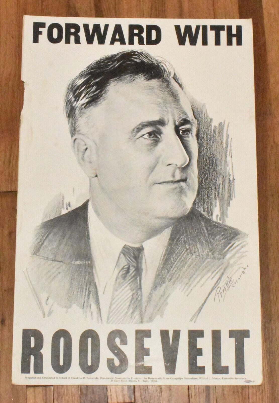 RARE Forward with Roosevelt FDR Presidential President Democrat Campaign Poster