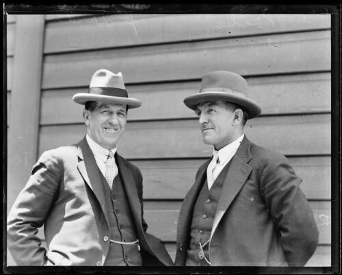 Mr Jock Garden talking with Mr J. Roels, NSW, ca. 1930 Australia Old Photo