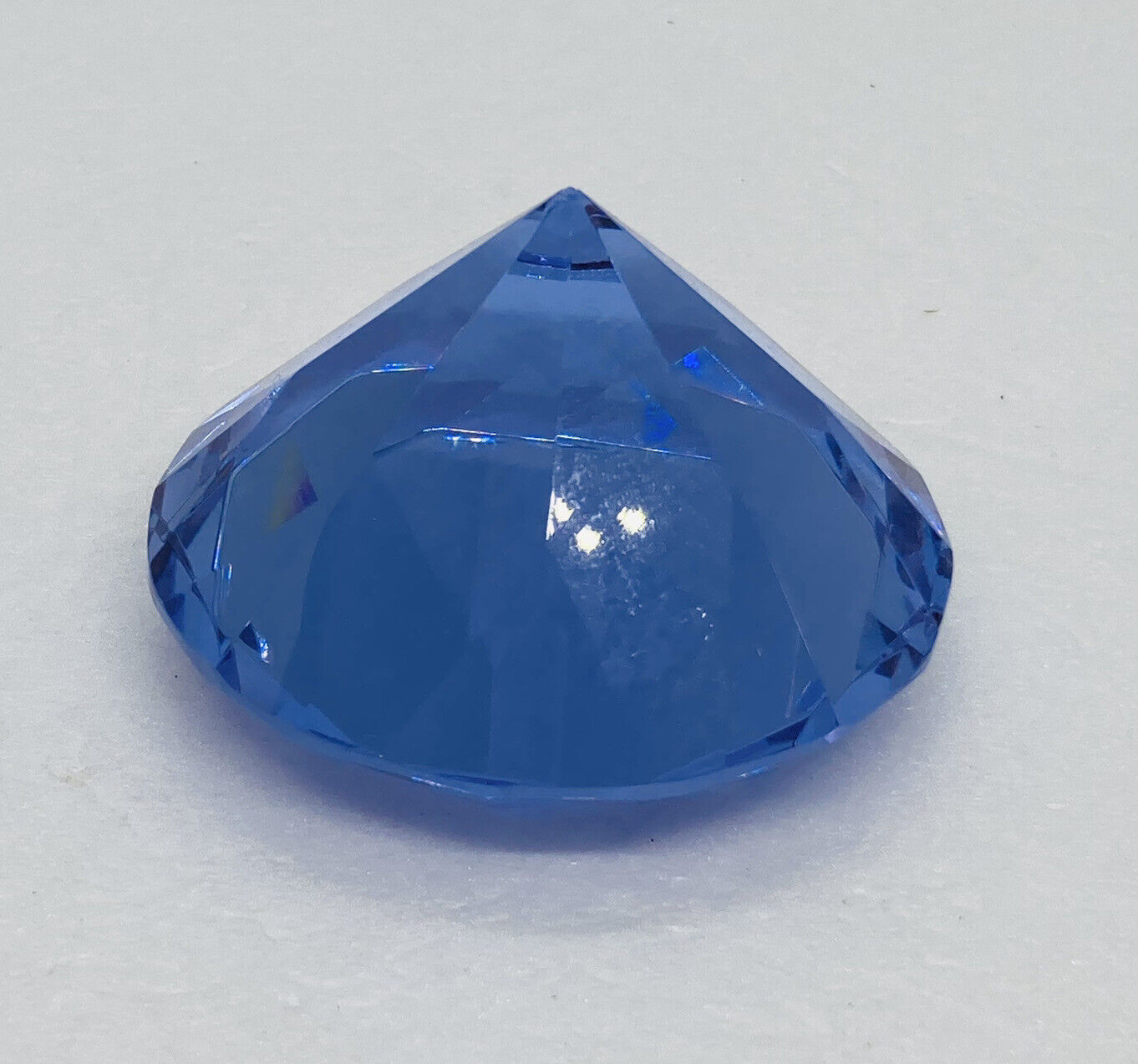 Vintage Blue Diamond Shaped Paperweight Cut Crystal Glass Tabletop Art Decor 22