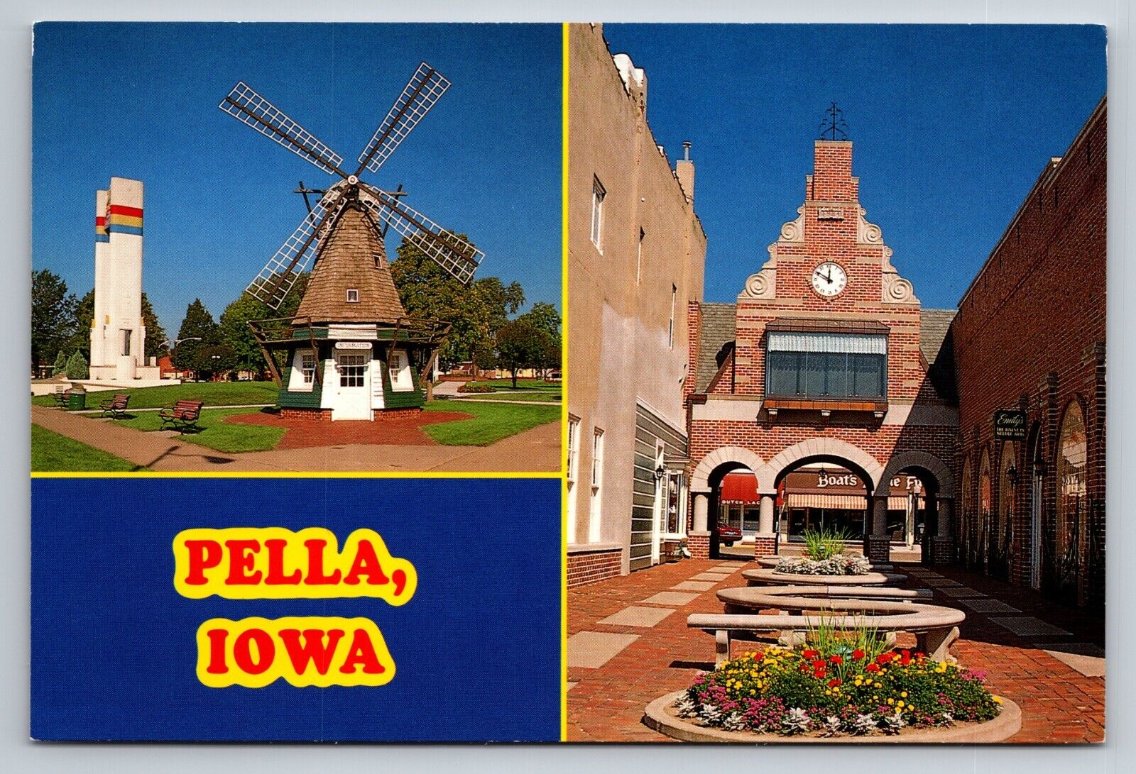 A Touch Of Holland Pella Iowa Multiview Vintage Unposted Postcard Windmill