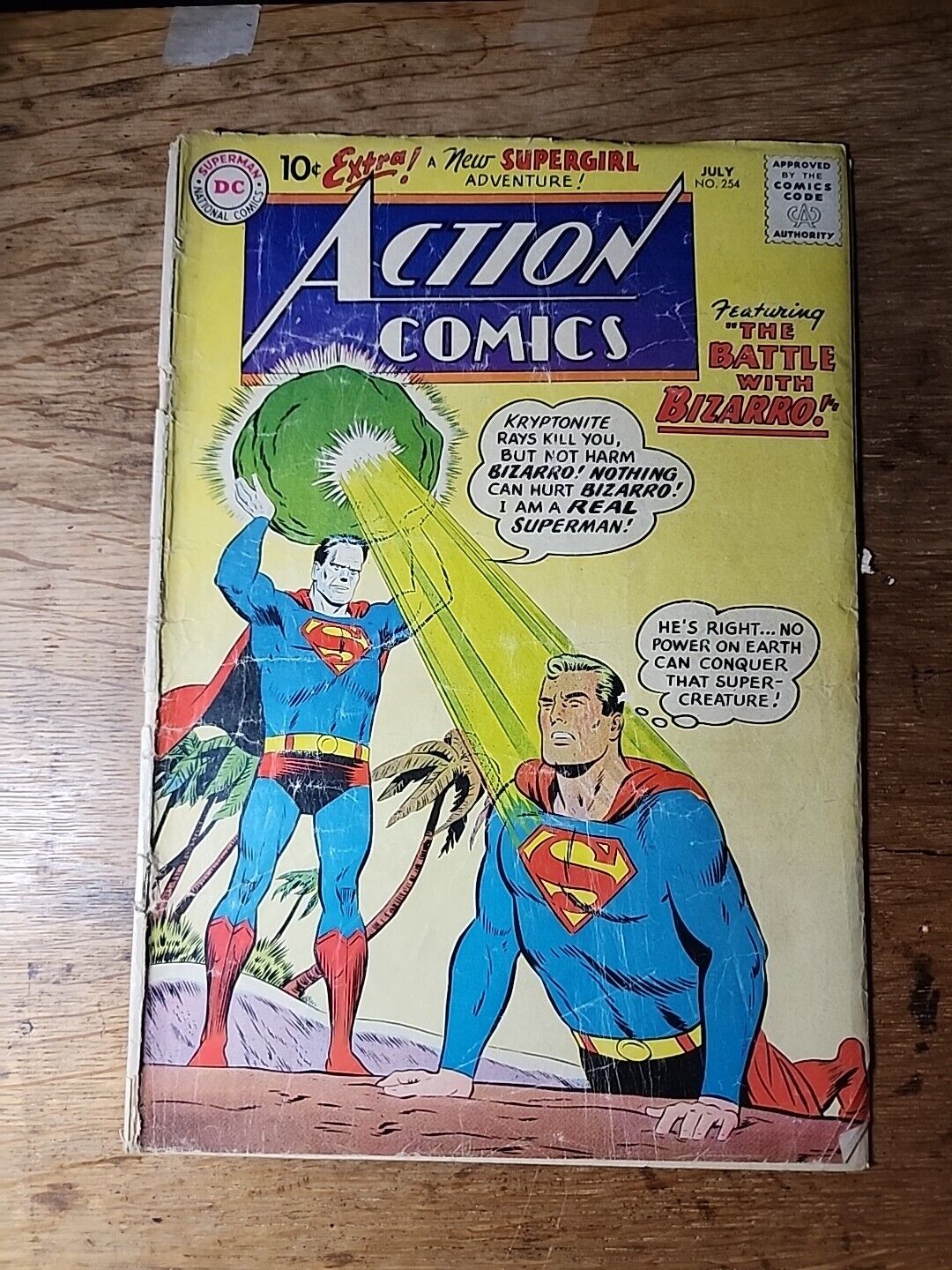Action Comics No. 254 July 1959 - DC Silver Age Superman Comic w/Bizarro  (poor)