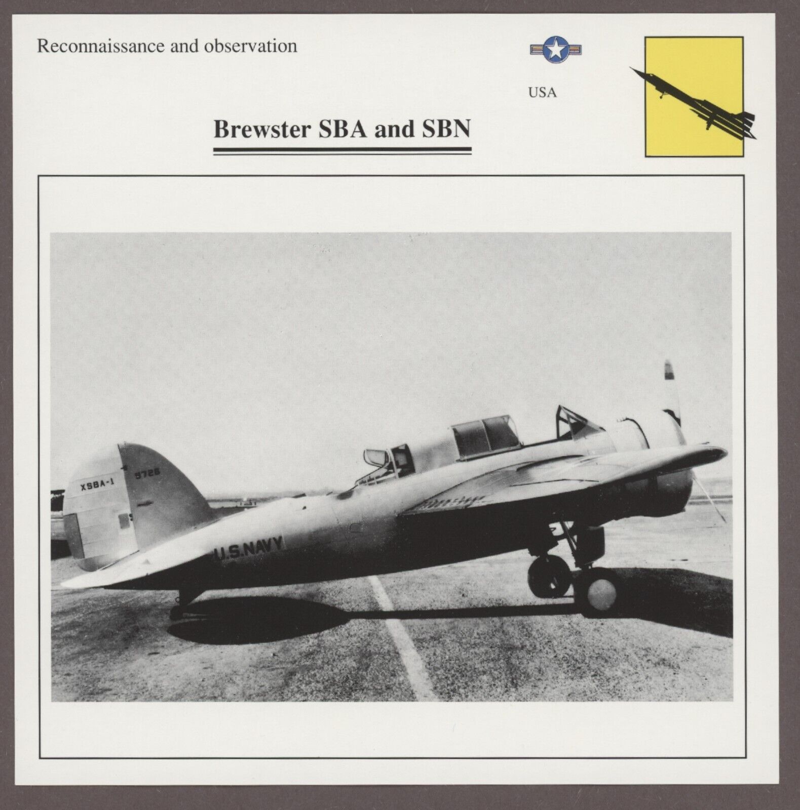 Brewster SBA and SBN Warplanes Military Aircraft Edito Service Card USA