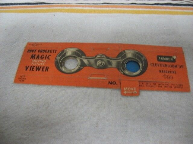 RARE Vintage DAVY CROCKET MAGIC MOVING PICTURE VIEWER ~Armour Cloverbloom Advert