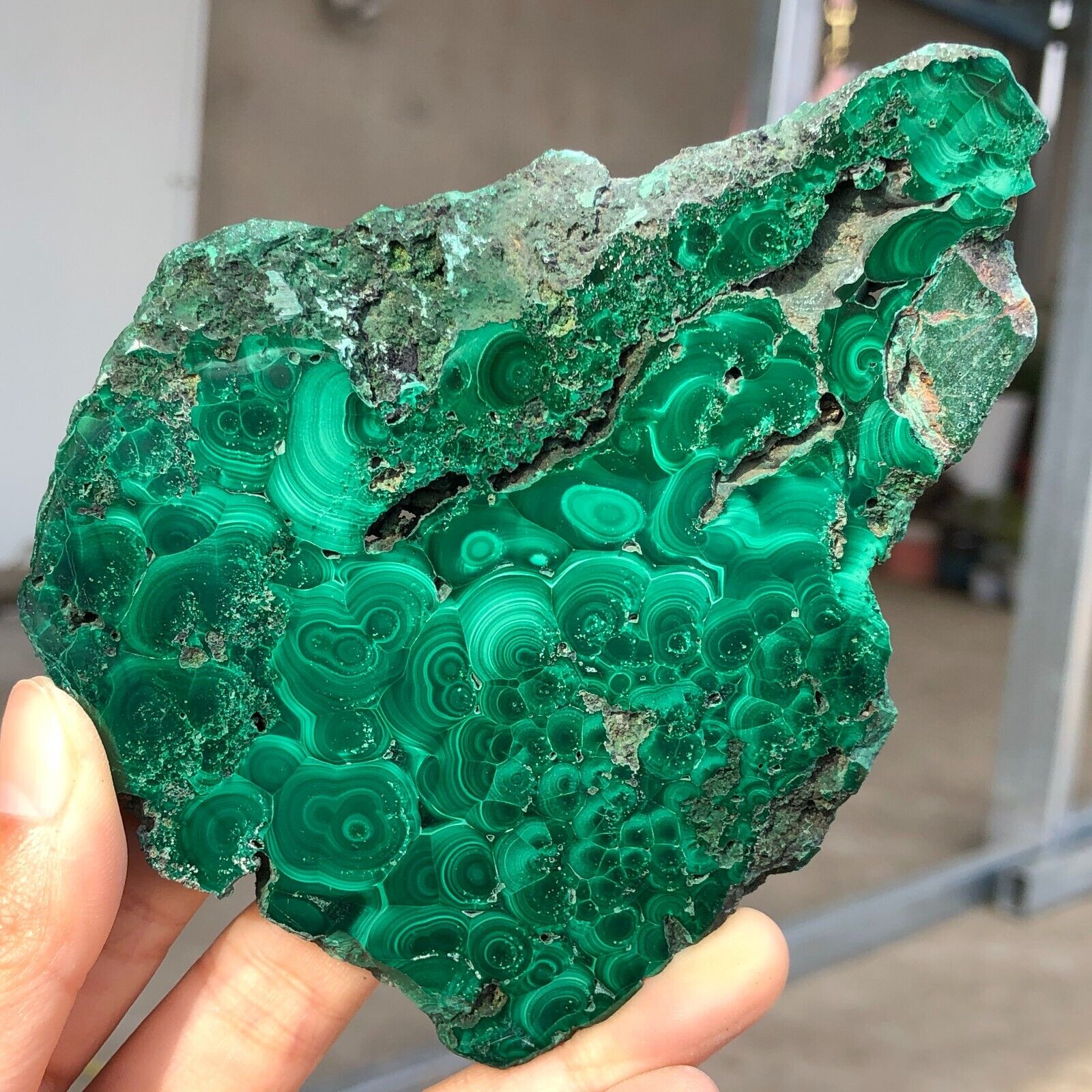 180g Natural Shiny Green Bright Malachite Fibre Crystal Mineral specimen Q433