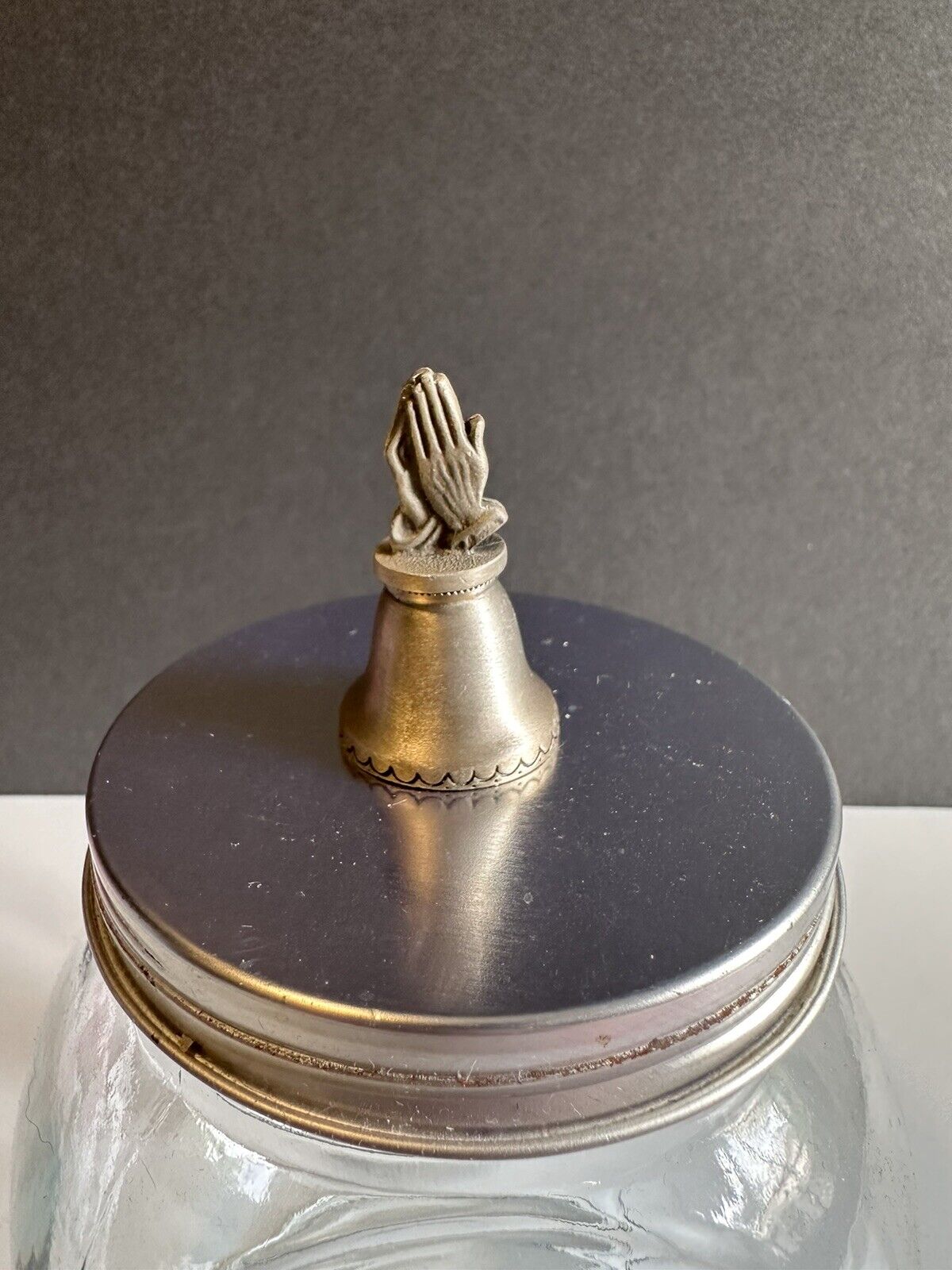 Vintage Pewter Miniature Praying Hands Bell
