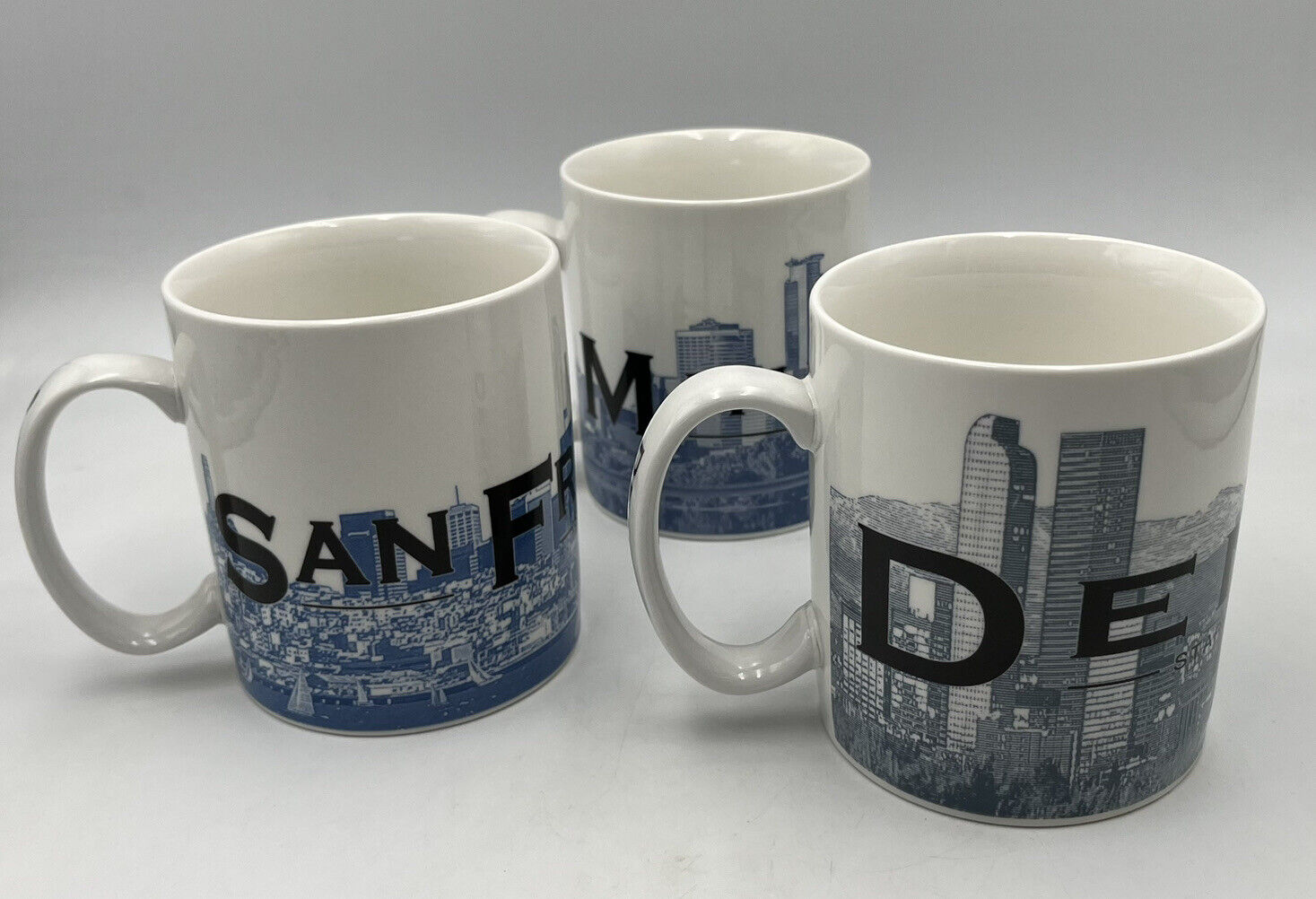 Starbucks Skyline Series Coffee Mugs 2002 Set Of 3 San Fran Denver Minneapolis