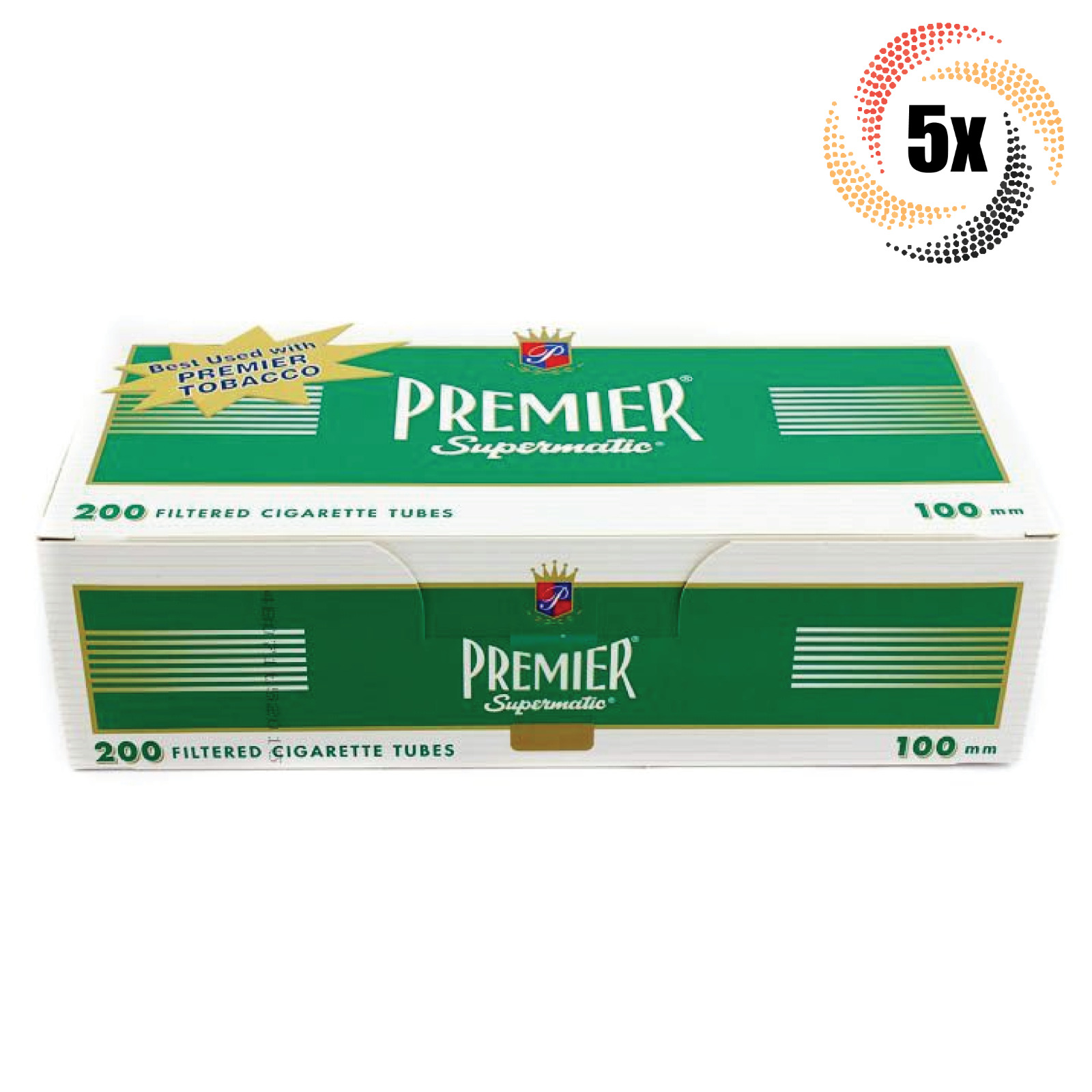 5x Boxes Premier Menthol Green 100MM 100's ( 1,000 Tubes ) Cigarette Tobacco RYO