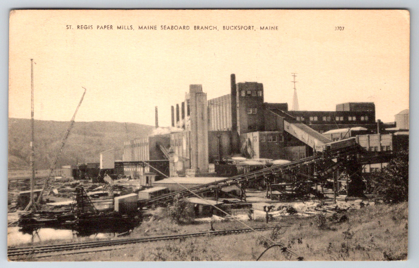 c1960s St. Regis Paper Mills Maine Seaboard Branch Bucksport Vintage Postcard