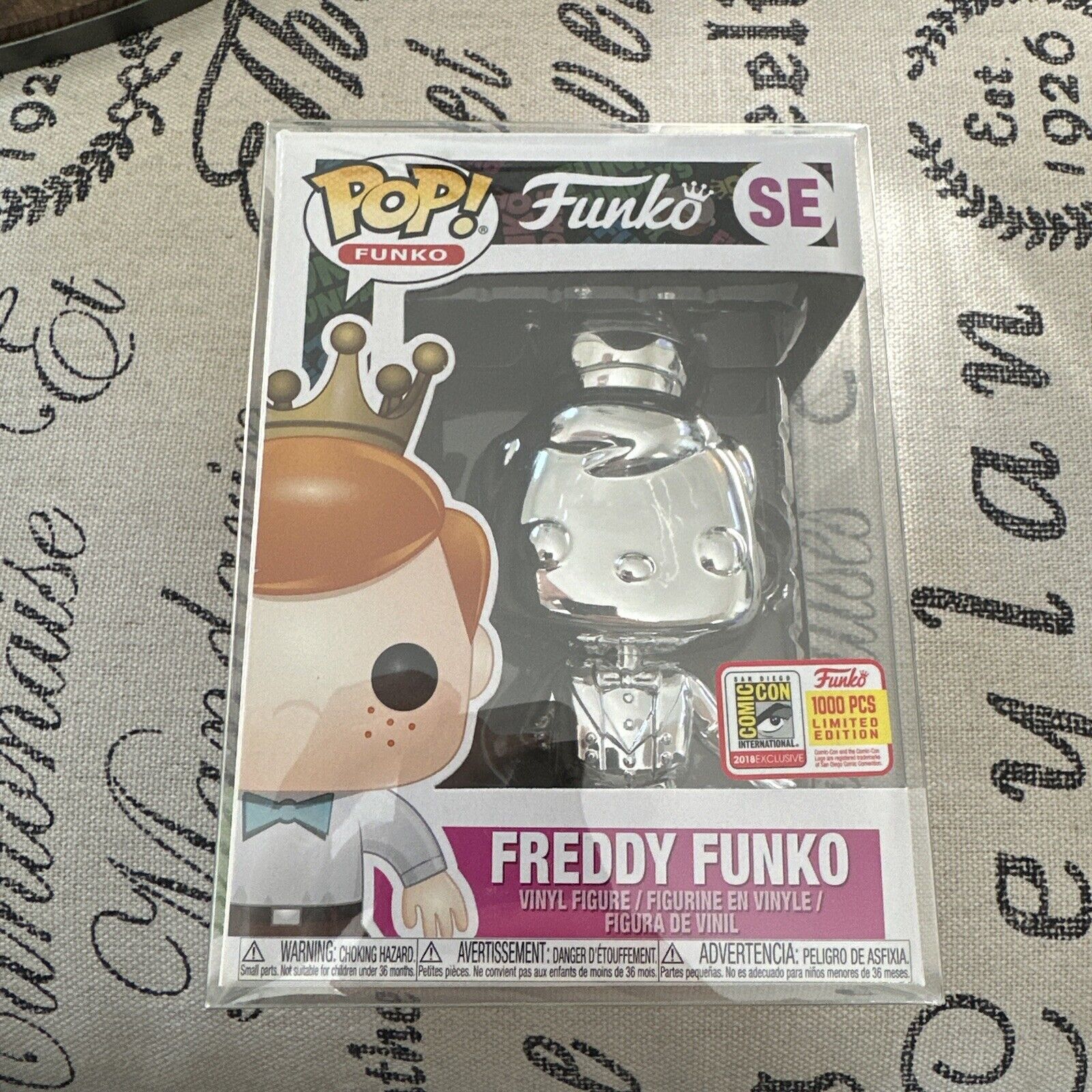Funko Pop SE Freddy Funko Silver Chrome SDCC Fundays 2018 LE 1000 W/ Protector