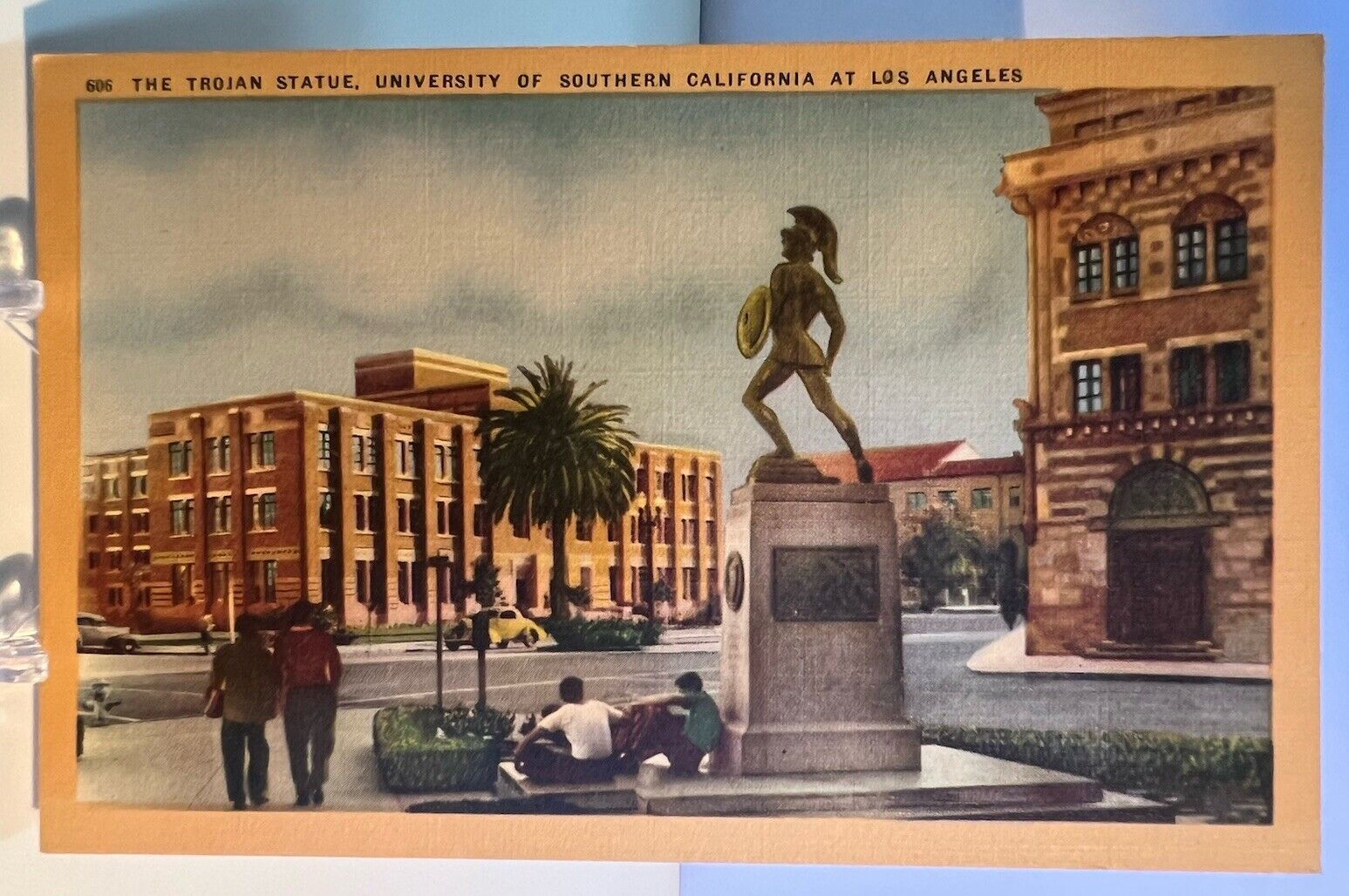 Postcard - The Trojan Statue, University Of Southern California, Los Angeles, CA