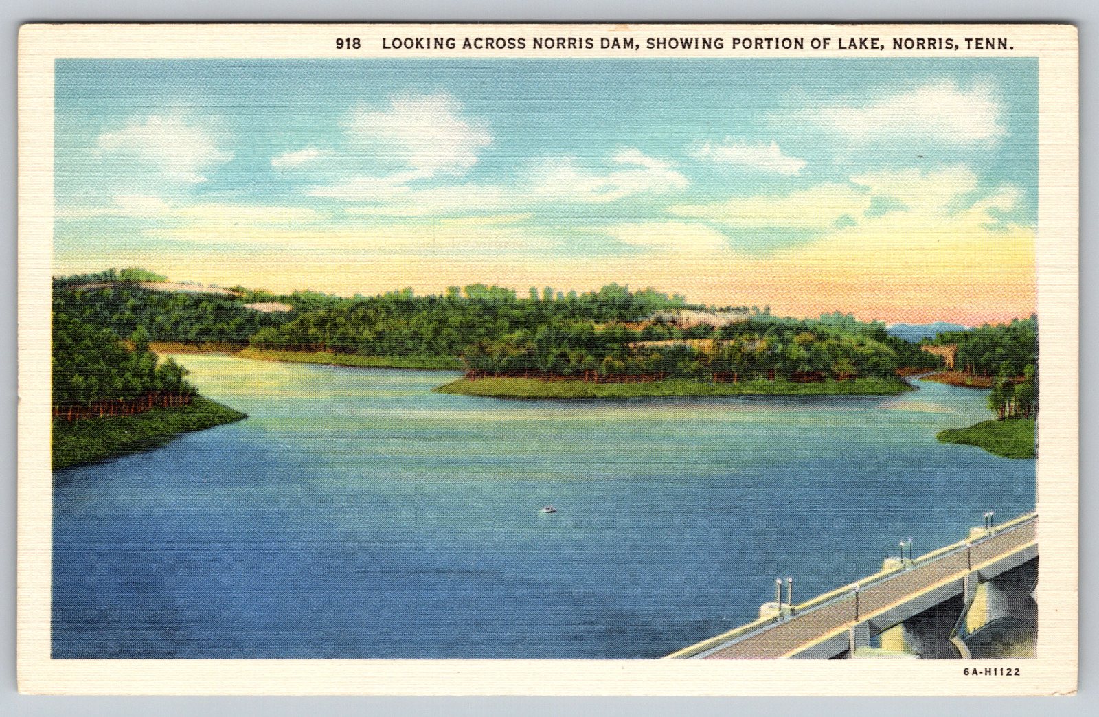 c1940s Norris Dam Lake Tennessee View Vintage Postcard