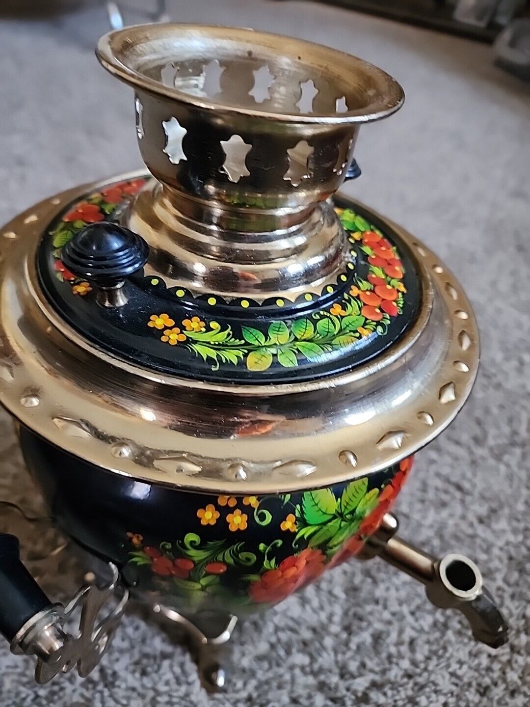 Vintage Russian Electric Enamel Samovar Hand Painted Old Water Heater Teapot
