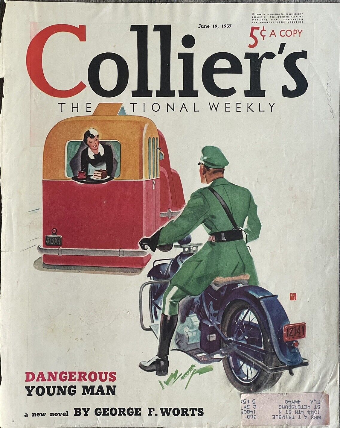 Vintage Collier’s Magazine Cover 1937 Ethyl Gas Advertisement Cover Only