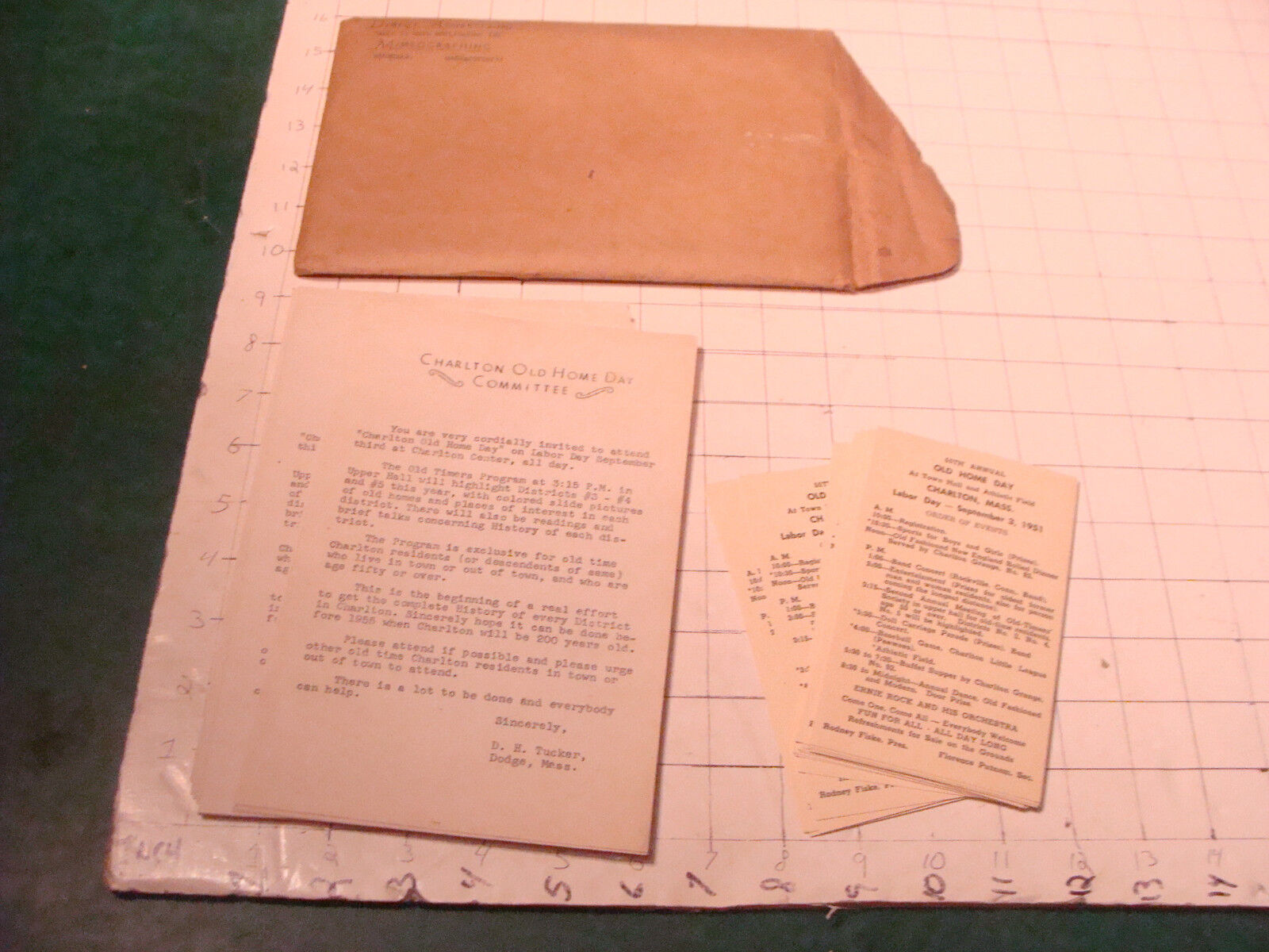 vintage Original group of CHARLTON, MASS 55th annual OLD HOME DAY papers UNUSED