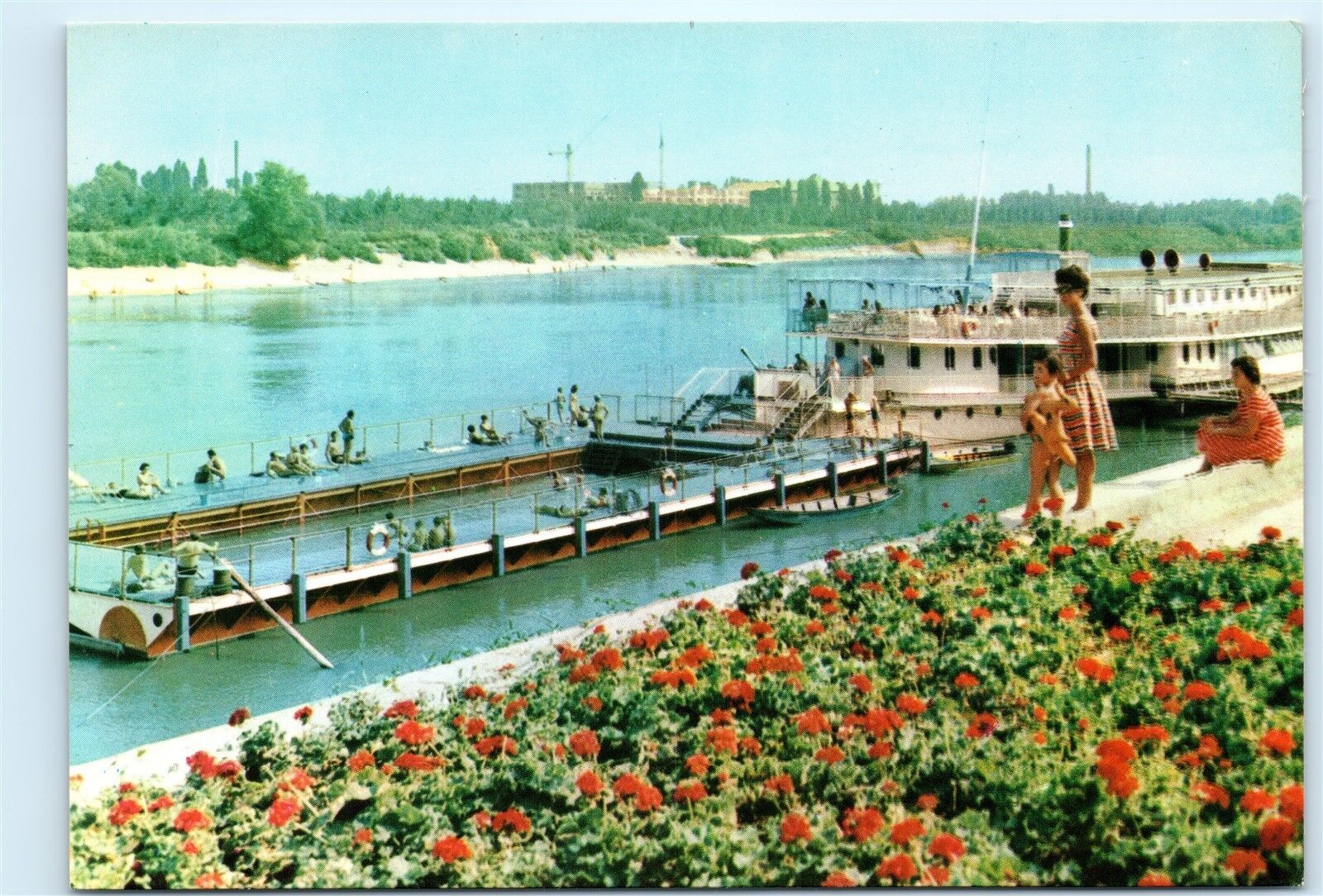 *Hungary Szeged Tiszapart Szoke Tisza Hotel on the Ship Vintage 4X6 Postcard D56