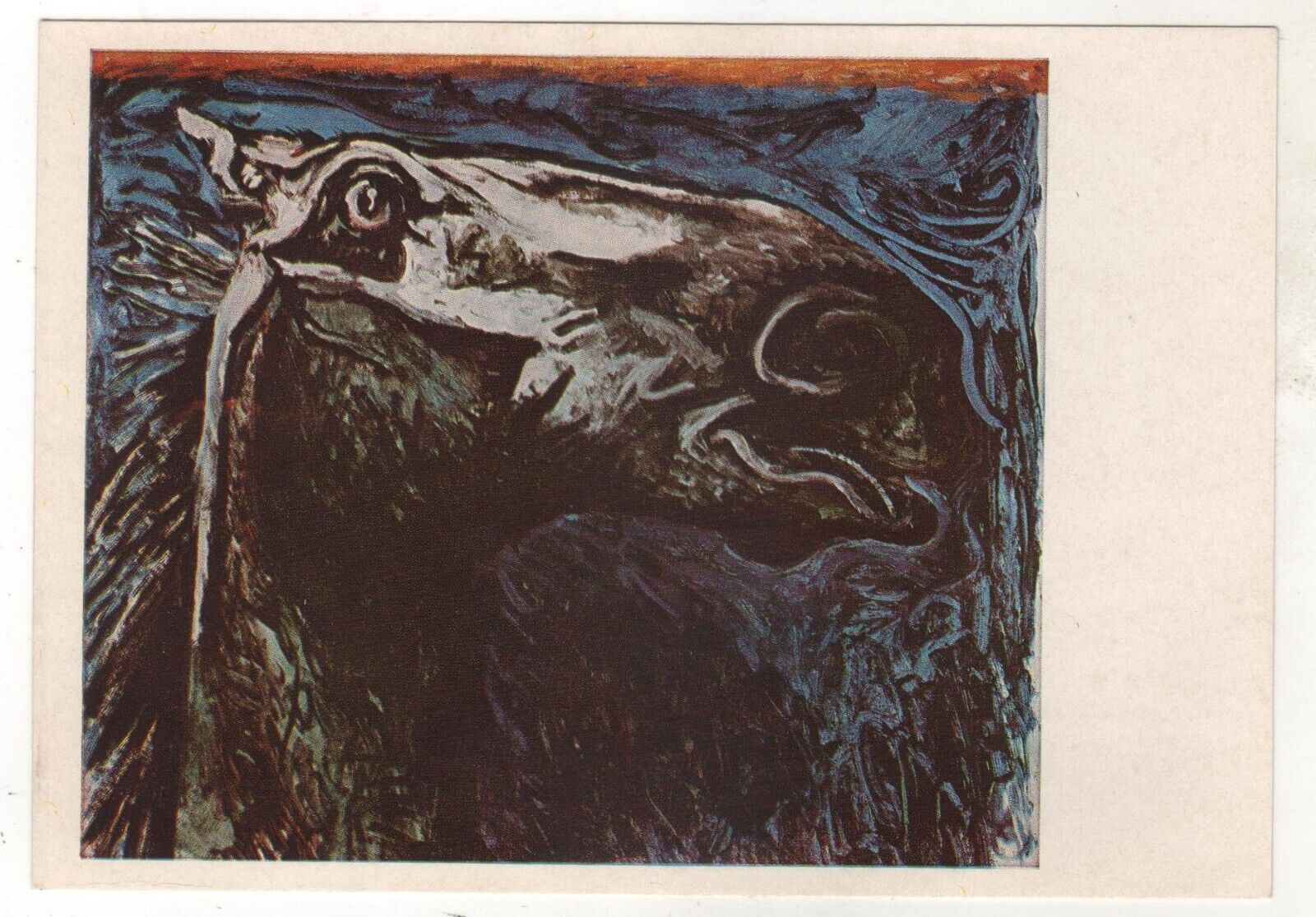 1979 Horse head by Renato Guttuso OLD Soviet Russian Postcard