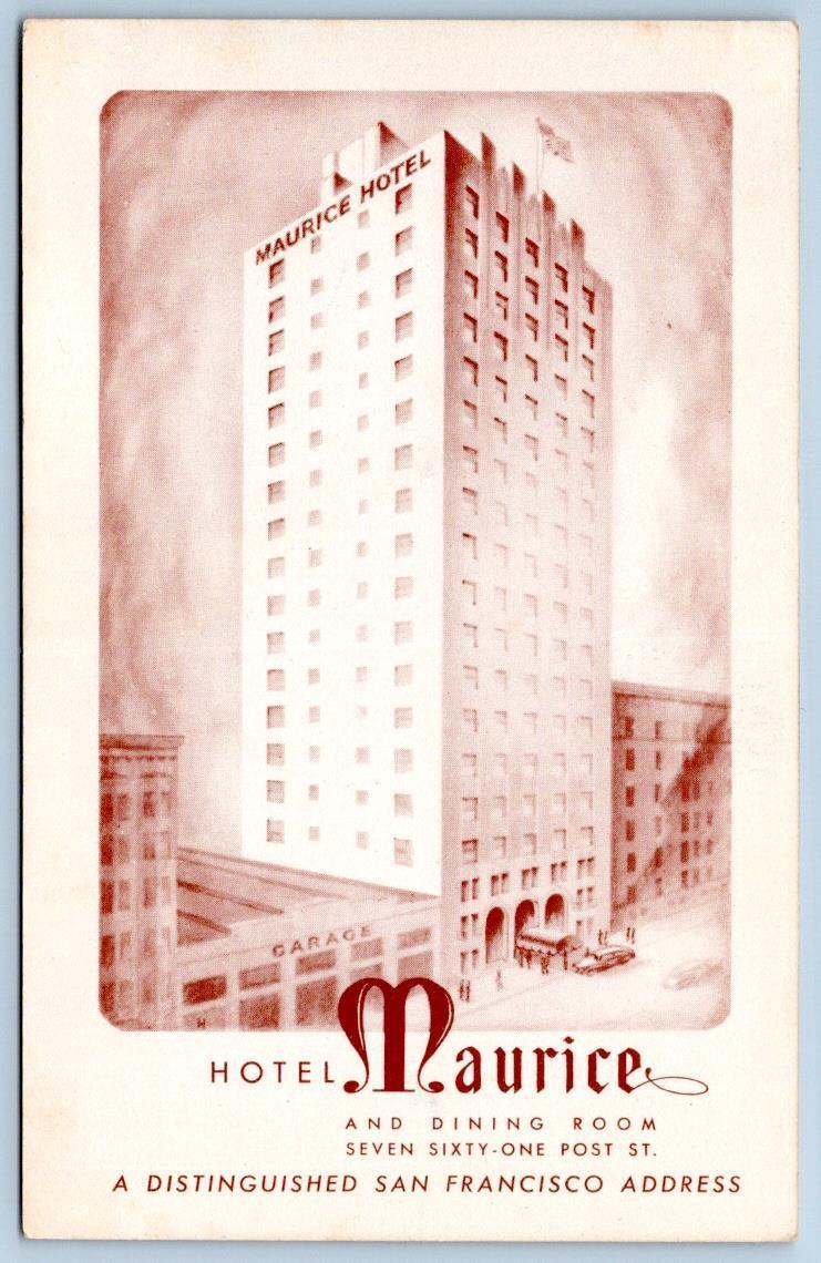 1940's HOTEL MAURICE SAN FRANCISCO CALIFORNIA CA VINTAGE POSTCARD