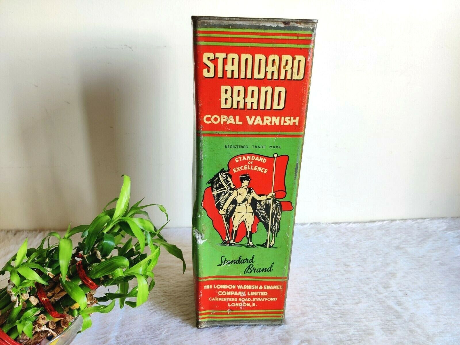 Vintage Standard Brand Copal Varnish Advertising Litho Tin Box Can London TB1387
