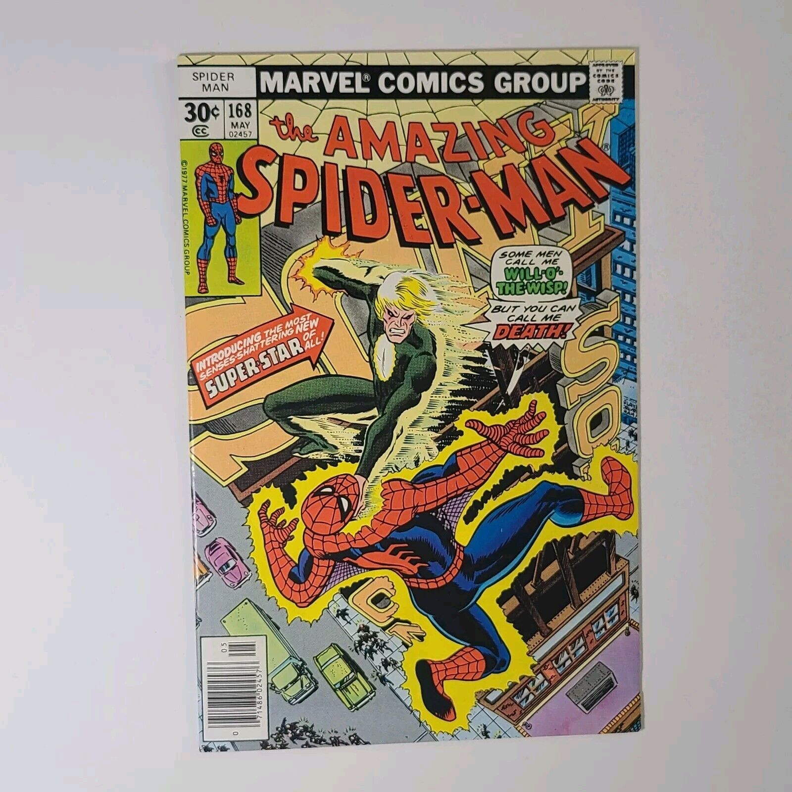 Amazing Spider-Man #168, VF+ (1977) Will-O\'-the-Wisp