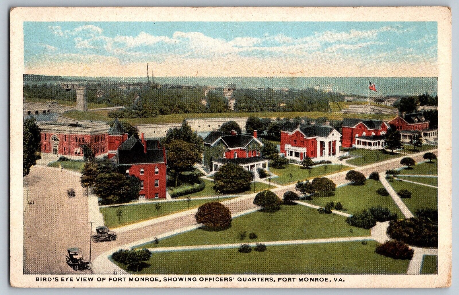Fort Monroe, VA - View of Fort Monroe - Officers Quarters - Vintage Postcard
