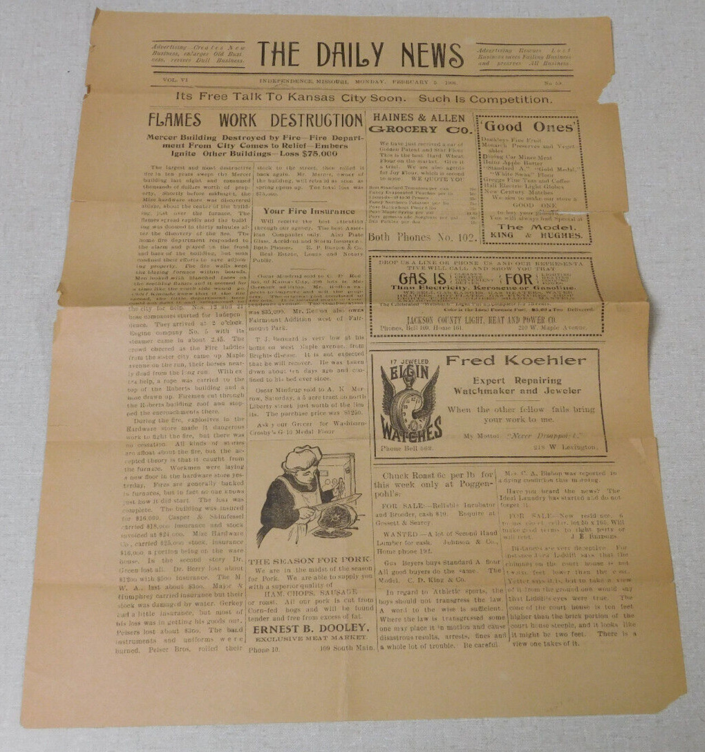 The Daily News newspaper February 5th 1906 Independence Missouri Vol. 6 No. 59