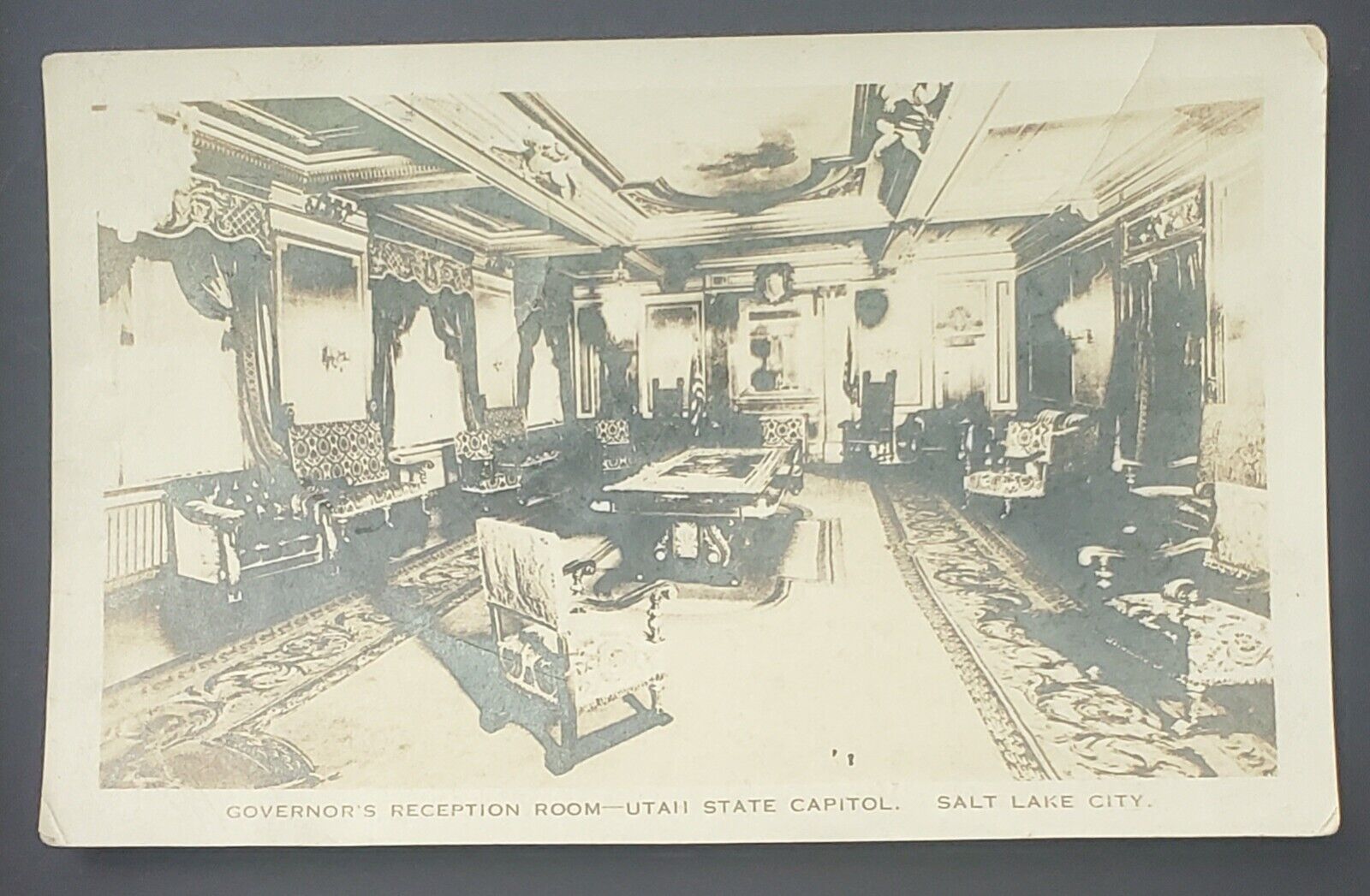 Postcard Governor\'s Reception Room Utah State Capitol Salt Lake City 1924