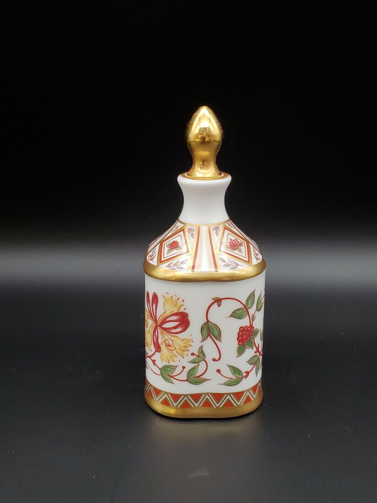 1990 ROYAL CROWN DERBY SCENT/PERFUME BOTTLE W/STOPPER HONEYSUCKLE PATTERN A.1321