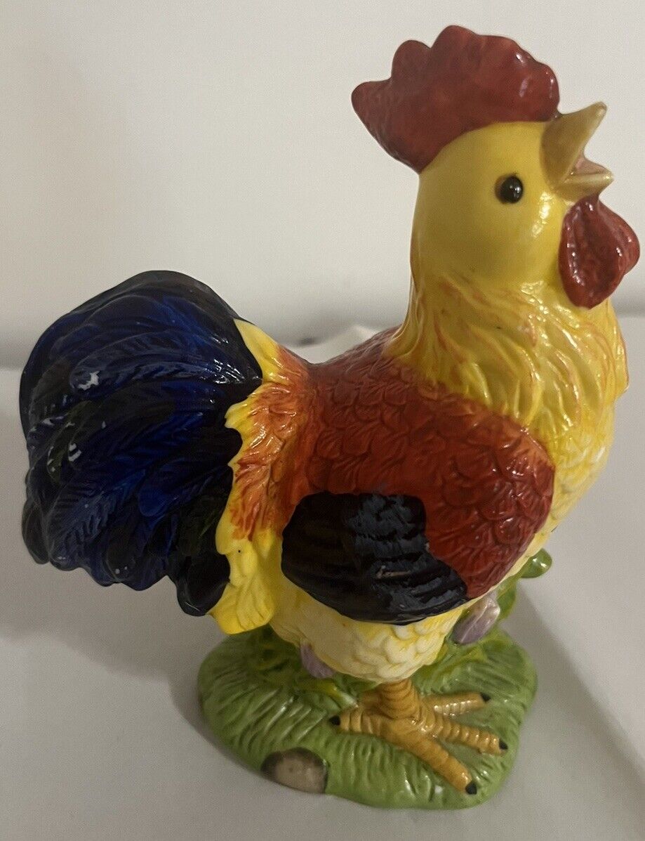 Vintage Hand Painted Ceramic Rooster, Figurine, Great Colors