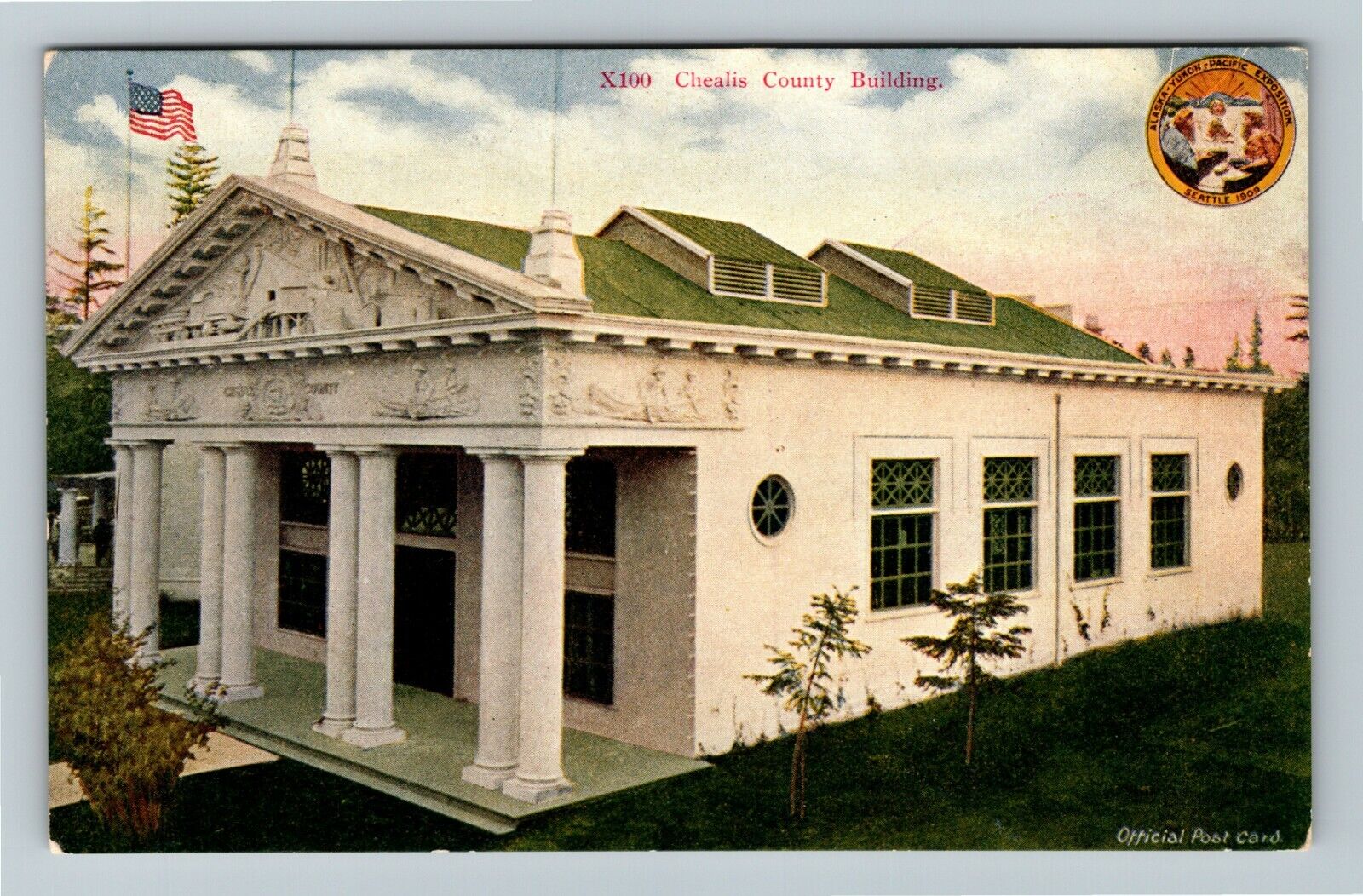 1909 Alaska Yukon Pacific Exposition Chealis County Building Vintage Postcard