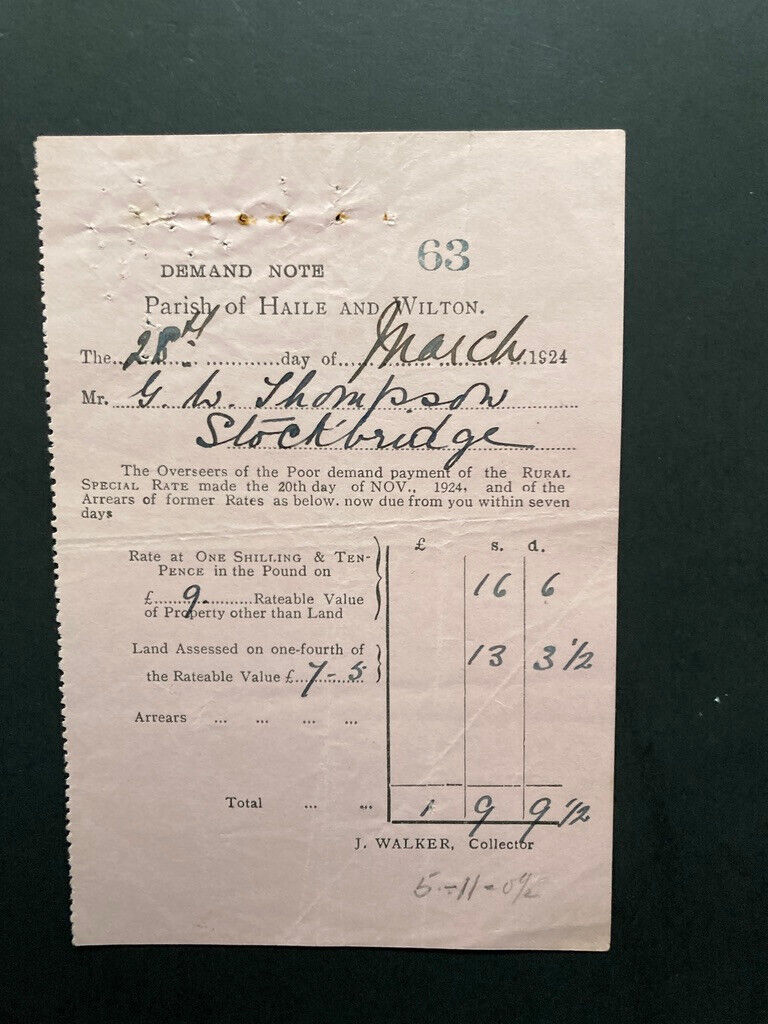 1924 Parish of Haile & Wilton Stockbridge demand note Mack