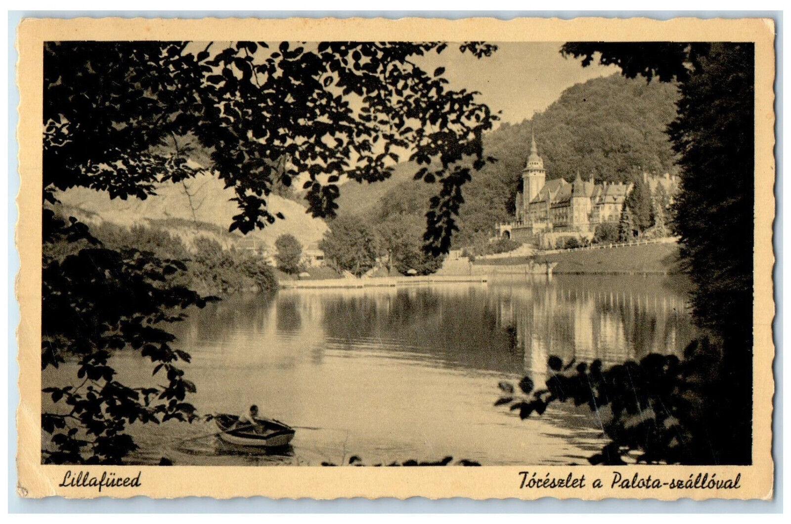 1918 Detail of the Lake with the Palace Hotel Lillafüred Hungary Postcard