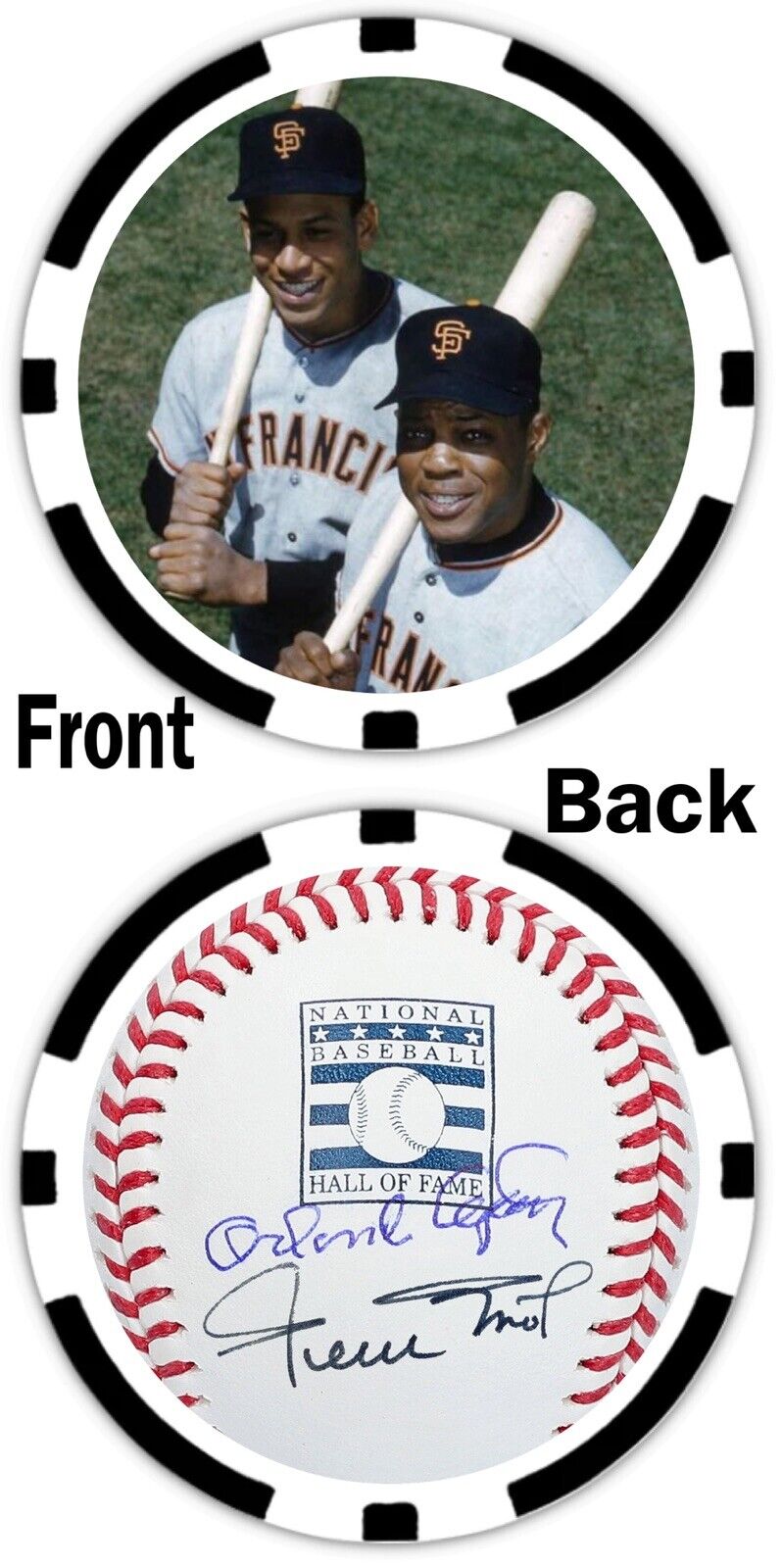 Orlando Cepeda & Willie Mays - HALL OF FAME - COMMEMORATIVE POKER CHIP *SIGNED*