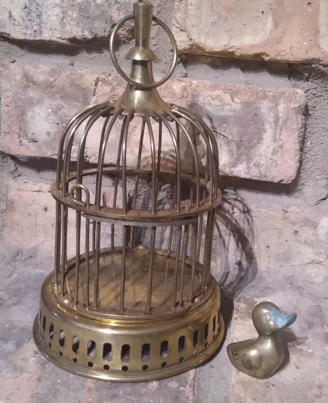 Vintage Brass Birdcage with Bird - Door does not open