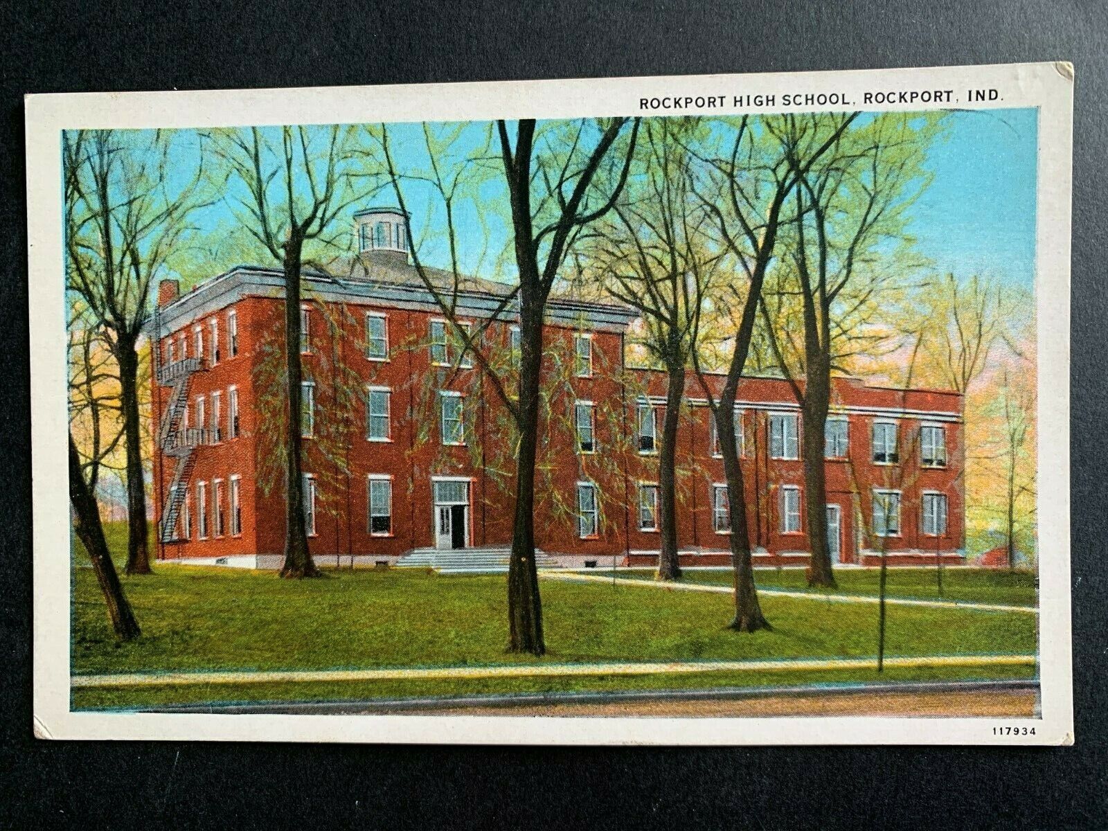 Postcard Rockport IN - c1920s High School