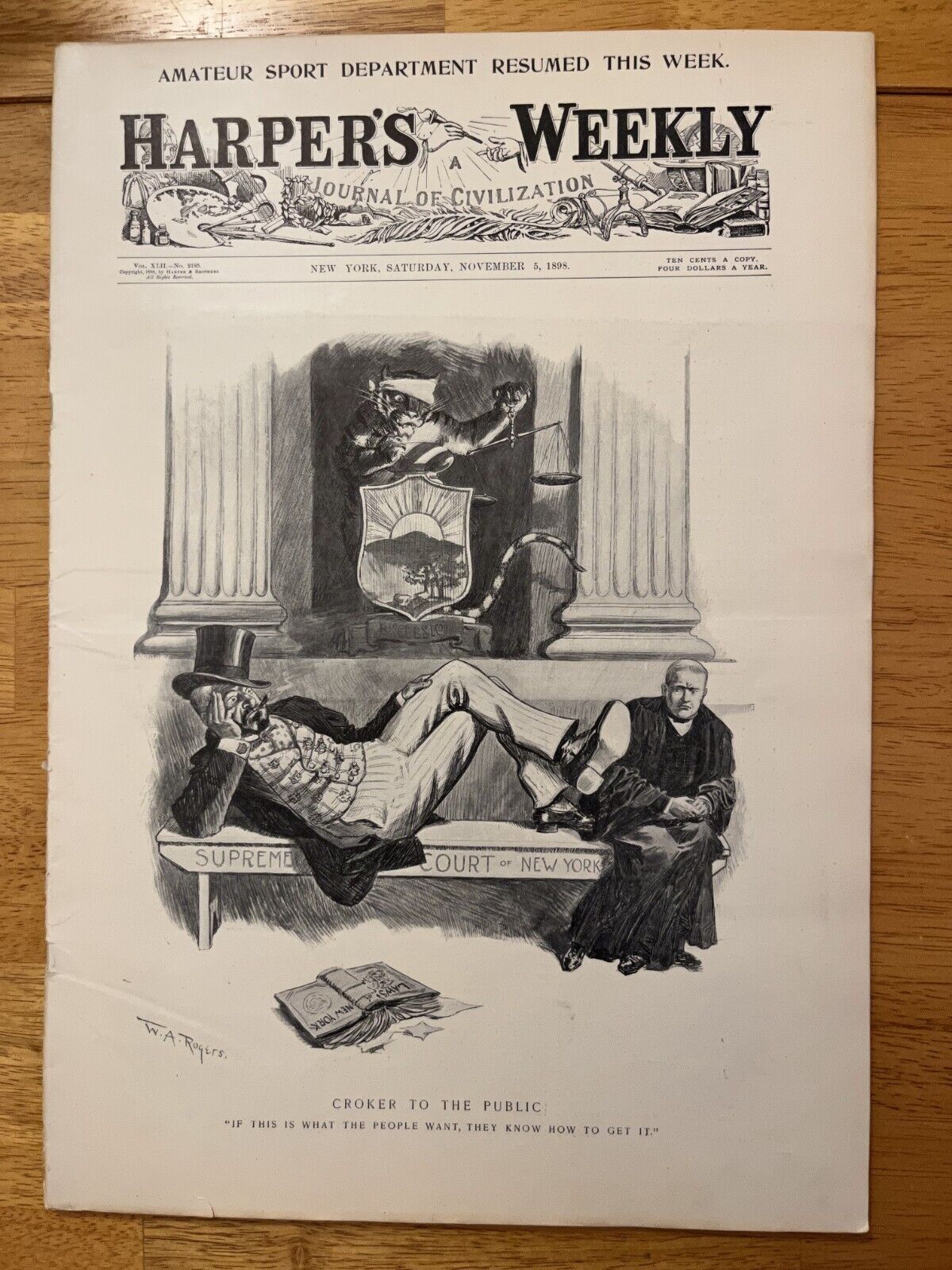 Harper\'s Weekly 11/5/1898,Peace Jubilees,Yale Football,NY Politics cover,Ads