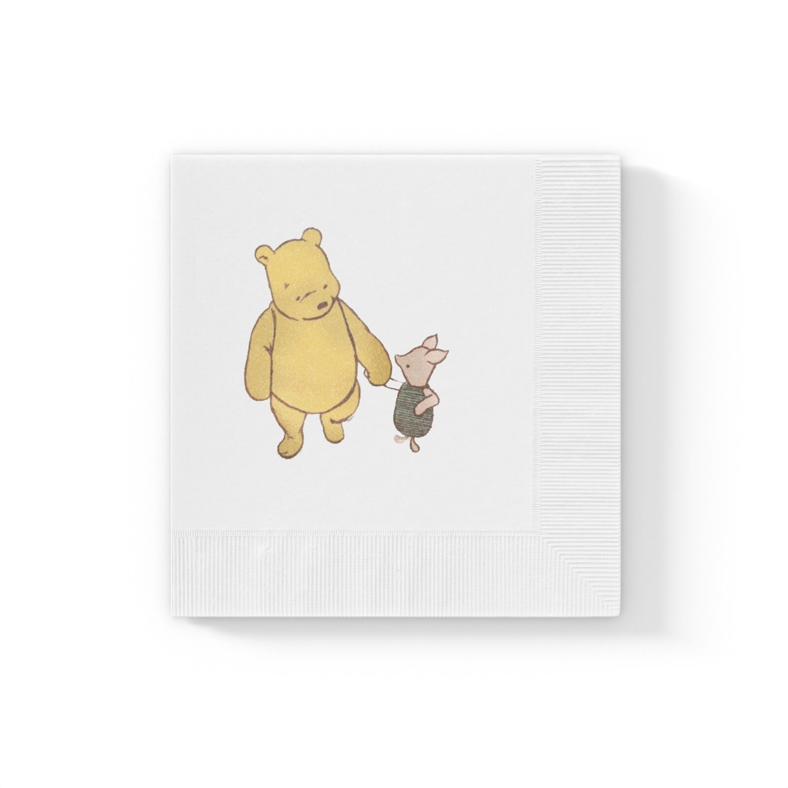 Winnie the Pooh Baby Shower White Coined Napkins