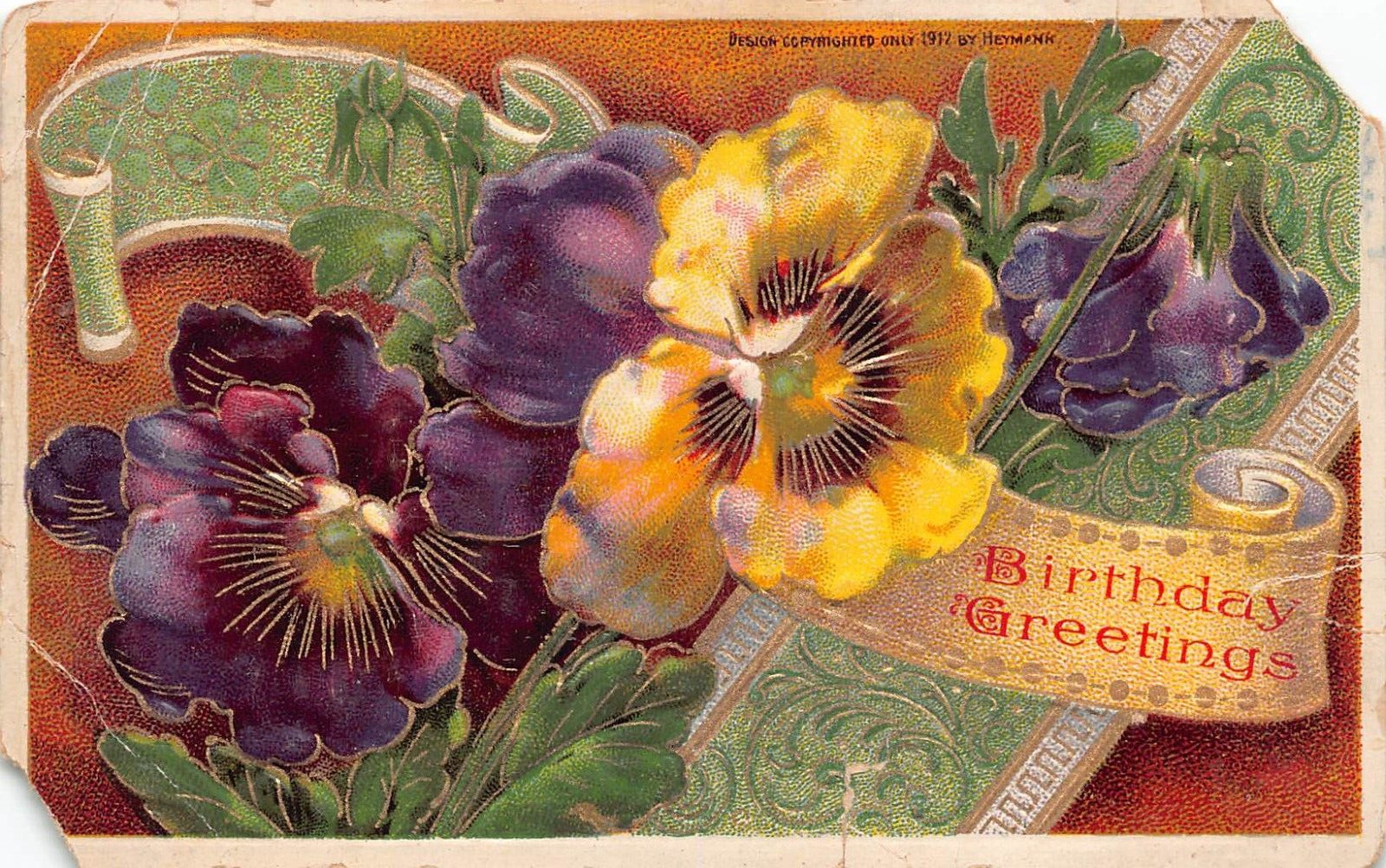 Antique Postcard Birthday Greetings 1914