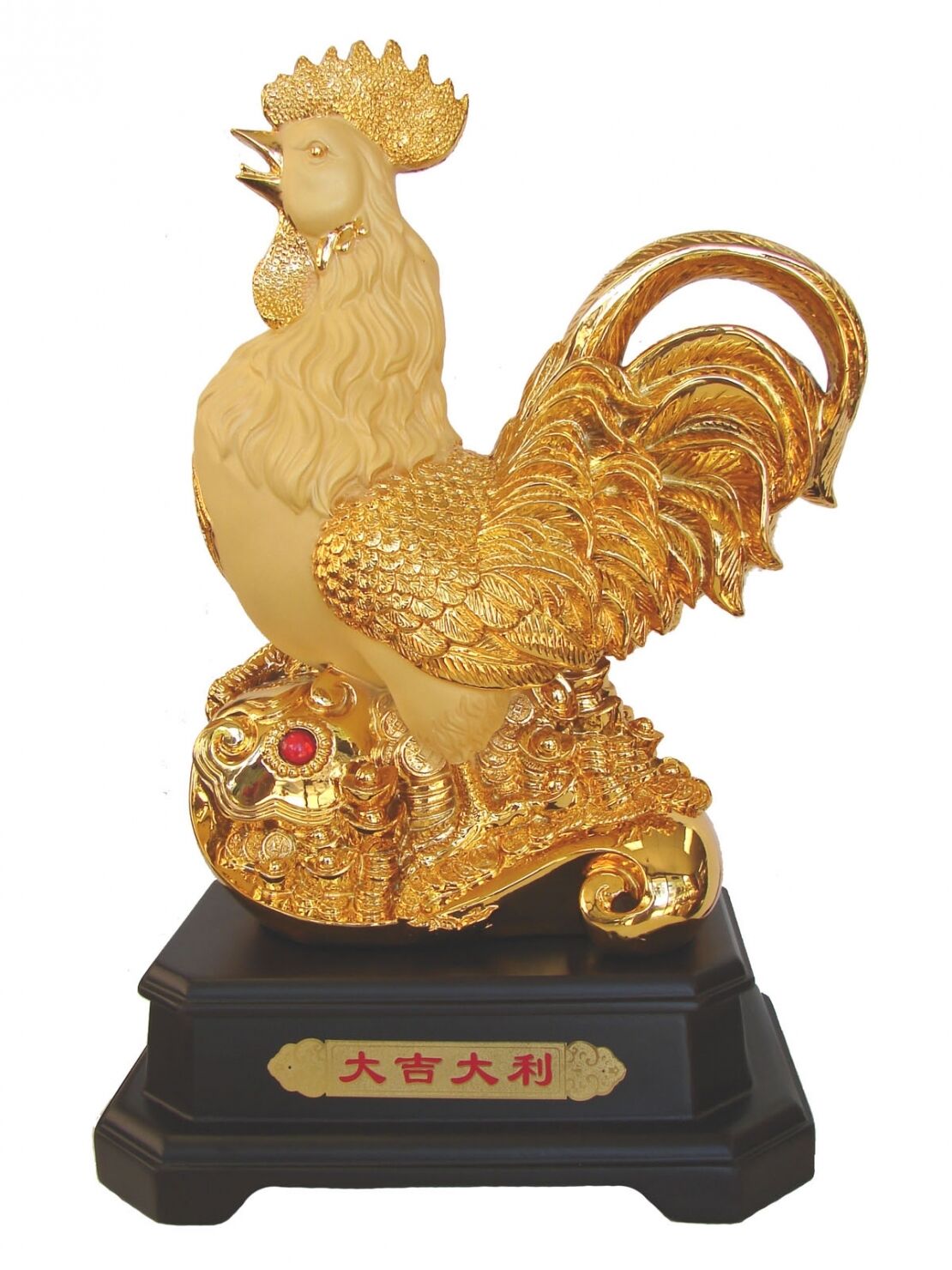 17 Inch Big Golden Rooster Statue for Year of Rooster