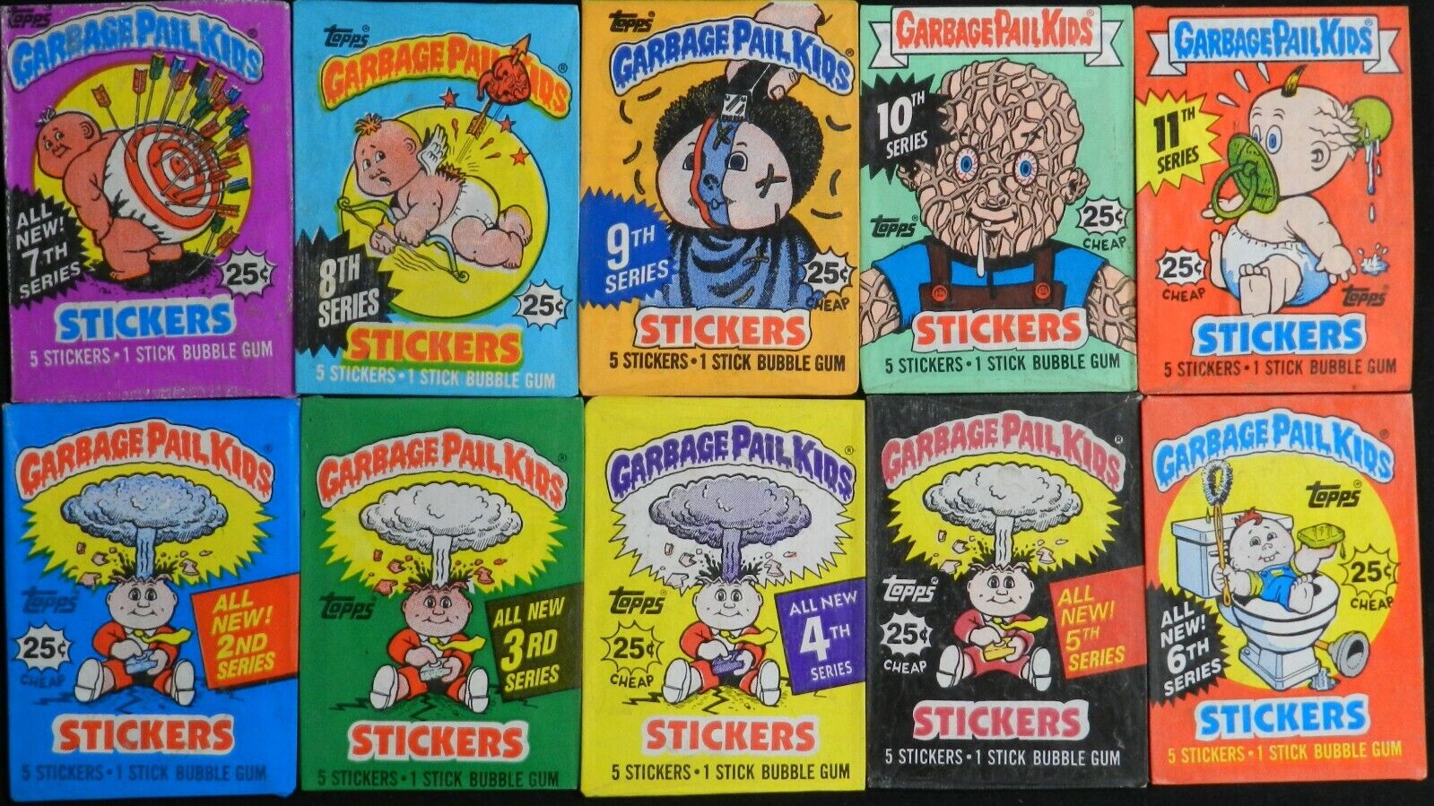 Garbage Pail Kids GPK Series 2nd-11th 1980\'s Wax Wrappers (No Cards) Lot of 10