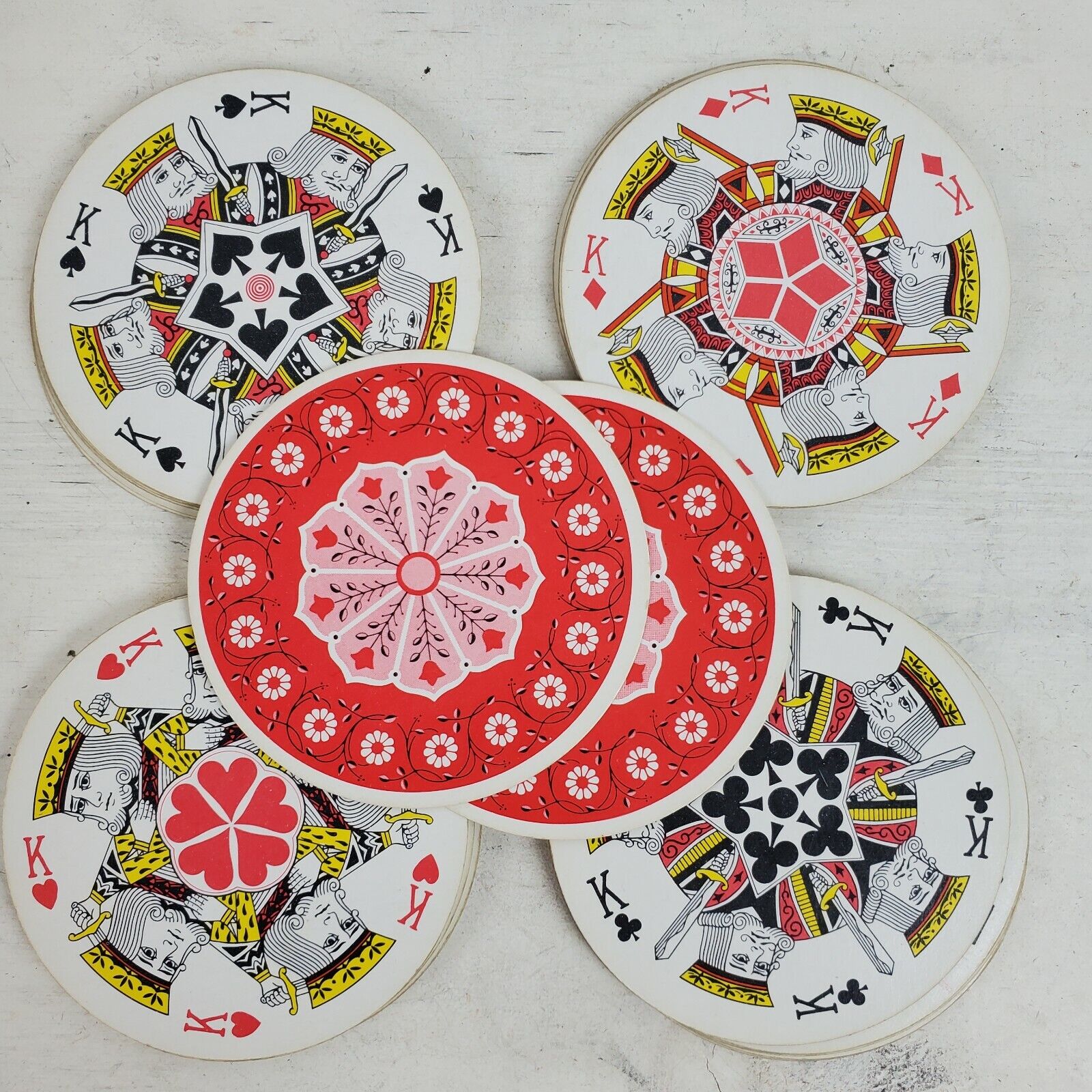 Vintage Hong Kong Round Playing Cards Floral w/ No Box