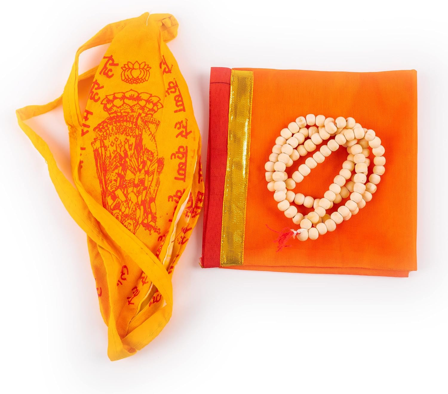 Set of Tulsi Holy Basil Jaap Jap Mala Beads and 2 Japa Mala Bag Gomukhi Japa