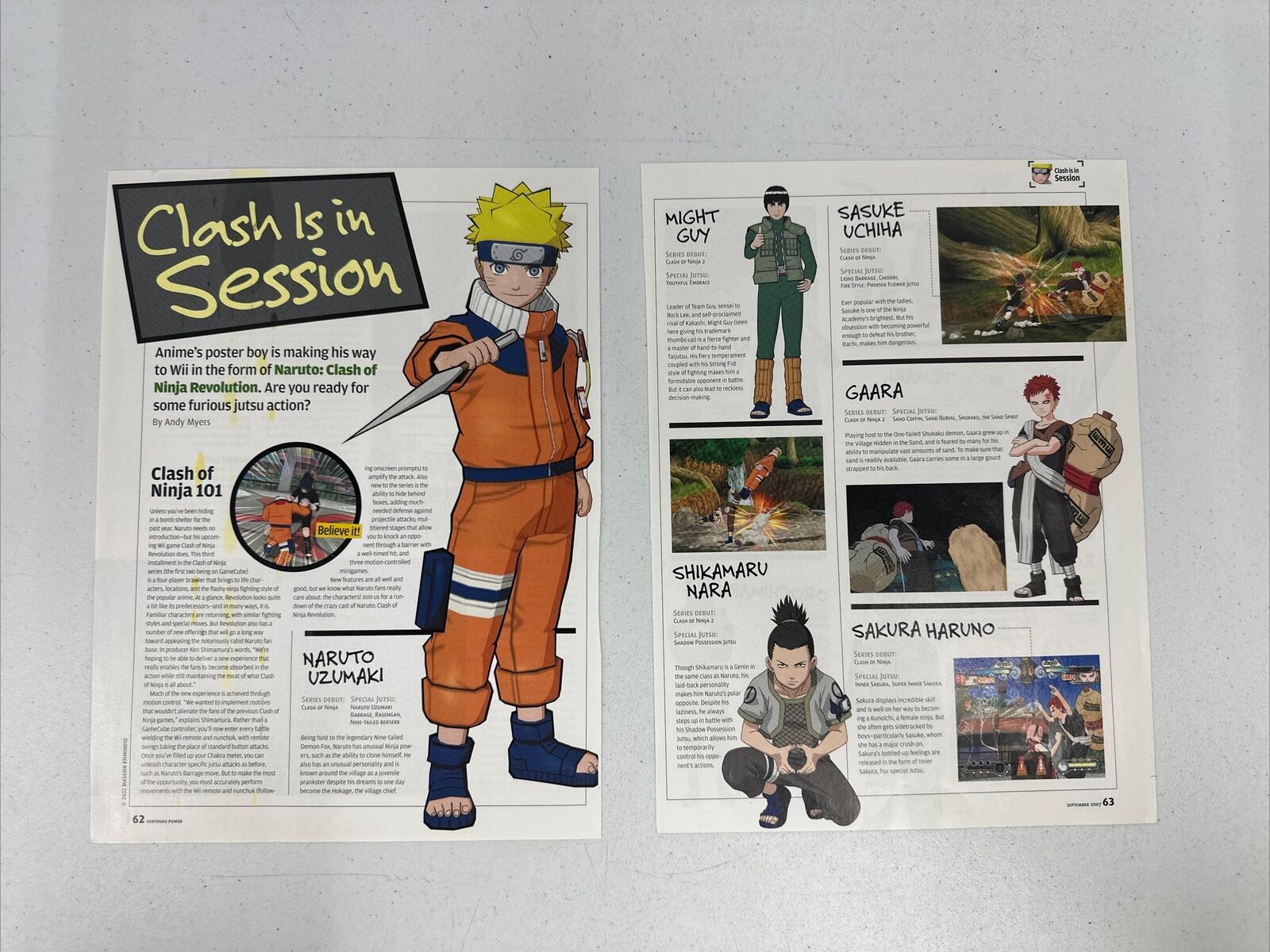Naruto Clash Of Ninja Revolutions 2007 2 Page Ad/ Video Game Art Nintendo Power