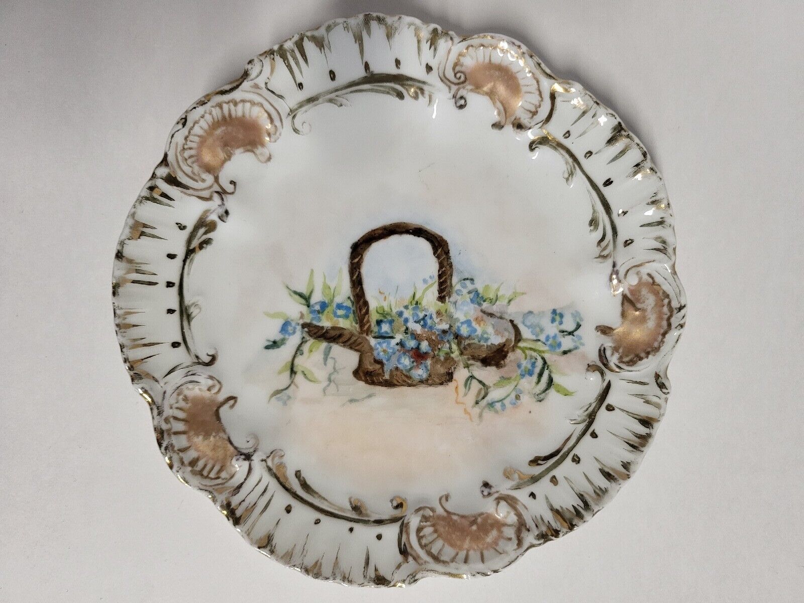 Antique Vintage Haviland Limoges France Hand Painted Floral Shells Gold Plate 