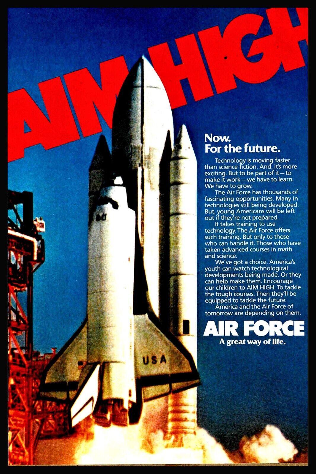 1988 U.S. AIR FORCE NASA Space Shuttle Launch USAF Recruiting Otiginal AD