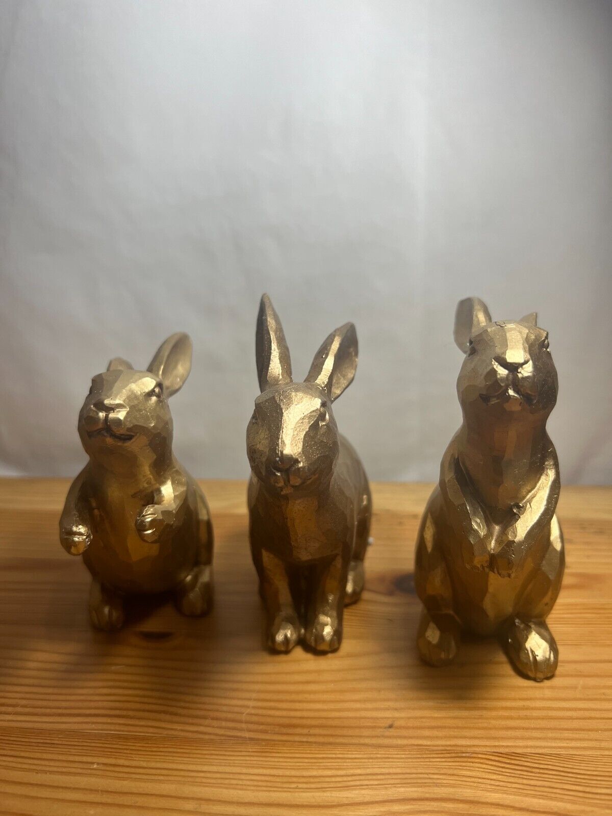 NEROSUN Resin Vintage Gold Bunny Decor Rabbit Figurines, Small Easter Bunny Figu