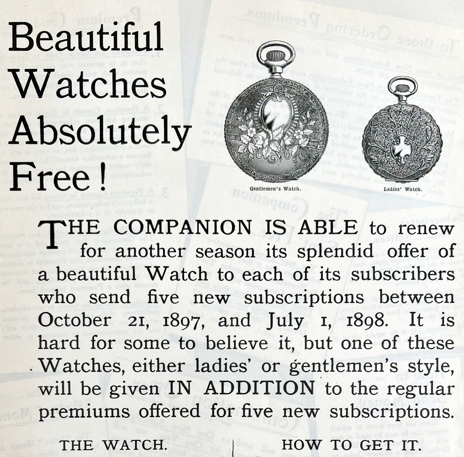 Perry Mason Gentlemen & Lady Pocket Watch 1897 Advertisement Victorian XL DWII6