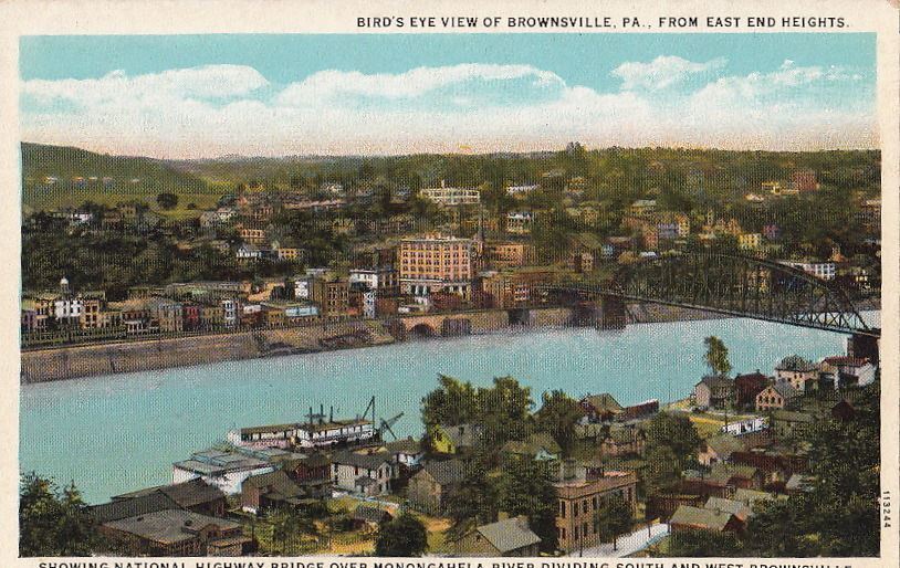 Postcard Bird\'s Eye View Brownsville PA 