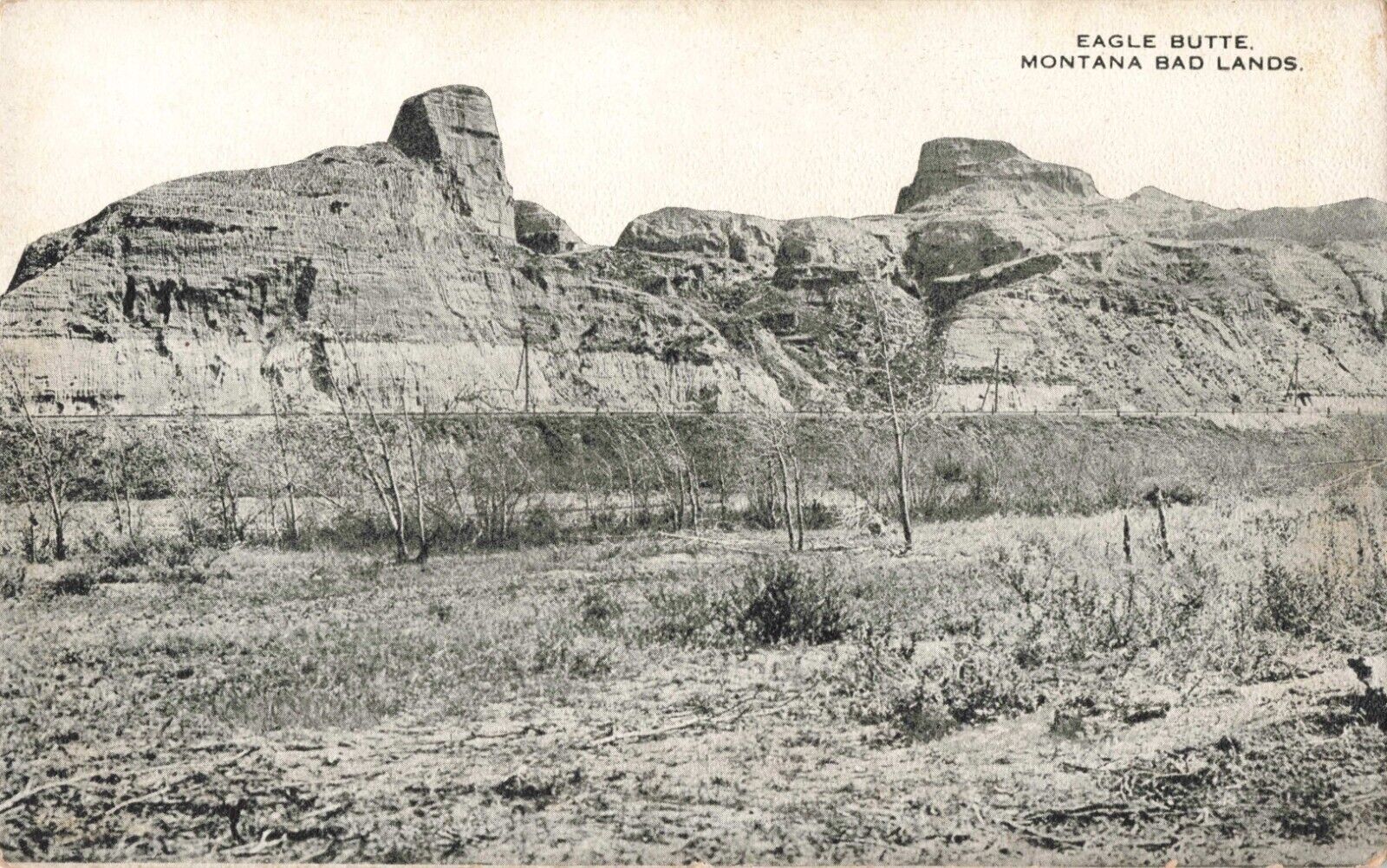 Glendive MT, Eagle Butte, Montana Bad Lands, Vintage Postcard